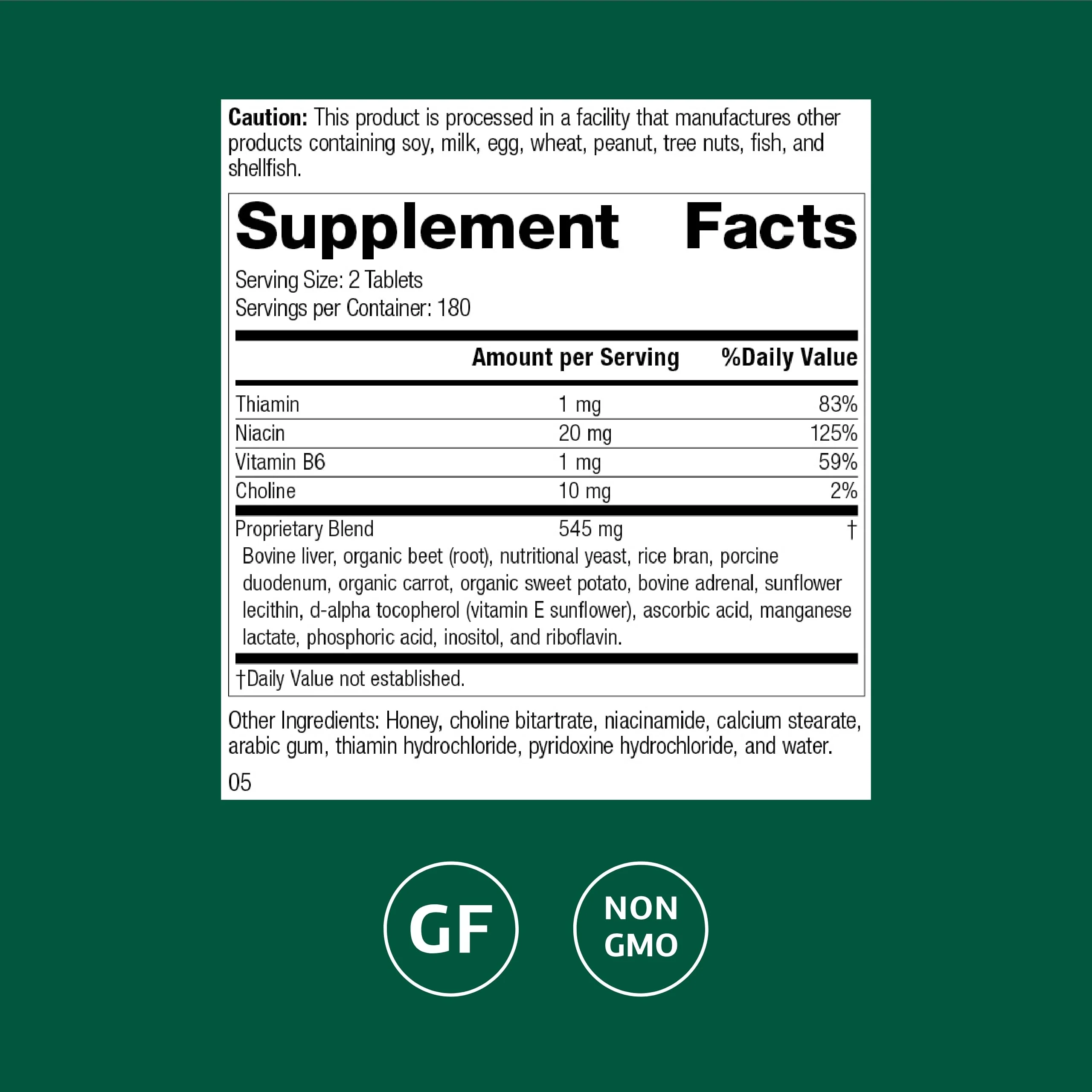 Standard Process Cataplex B-GF - Nervous System & Energy Support - Gluten-Free, Non-Dairy & Non-Soy - 360 Tablets - Image 2