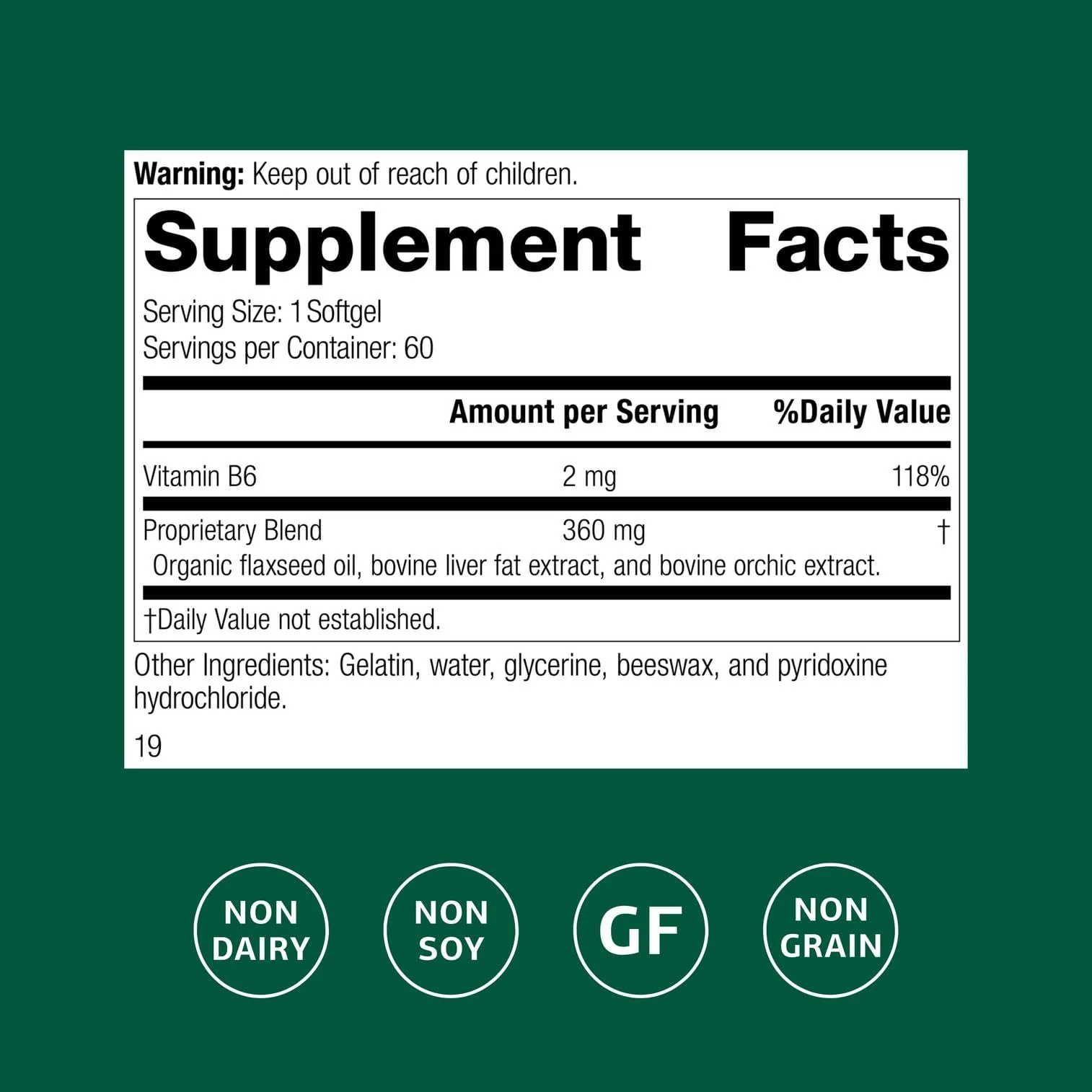 Standard Process Cataplex F – Whole Food Supplement for Metabolism, Skin & Hair Health | Flaxseed Oil, Vitamin B6 | 60 Softgels, Pack of 2 - Image 2