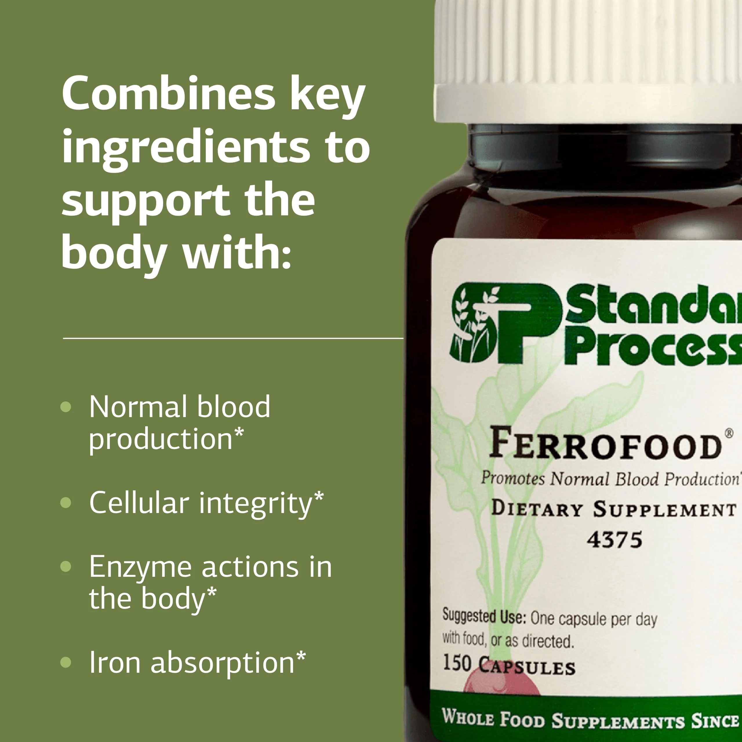 Standard Process Ferrofood - Blood Health Supplement with Iron, B12 & Vitamin C - 150 Capsules (40 Servings) - Image 11