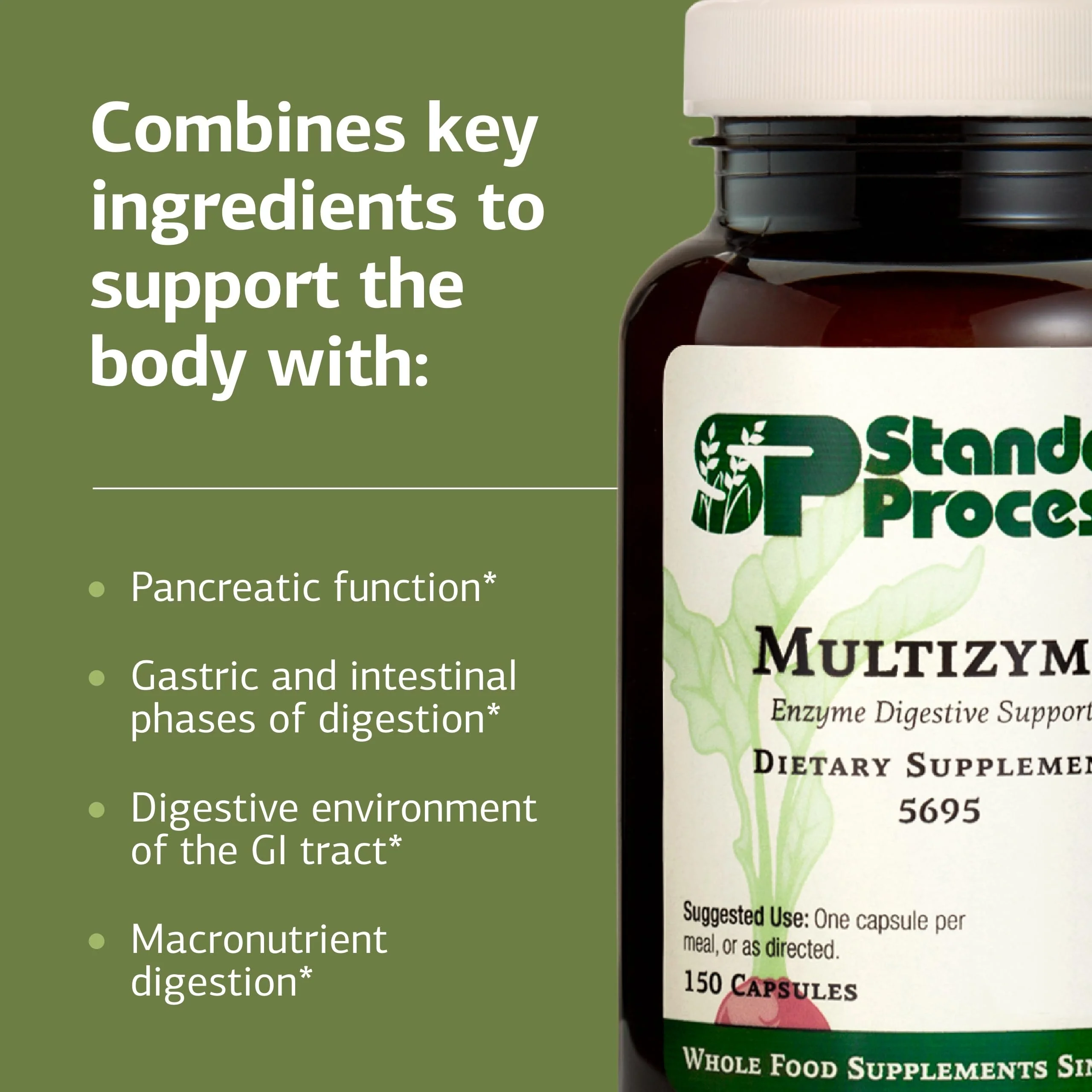 Standard Process Multizyme – Pancreatic Enzyme Support for Protein, Carbohydrate & Fat Digestion | Gluten-Free, Non-Dairy, Non-Soy | 150 Capsules - Image 4