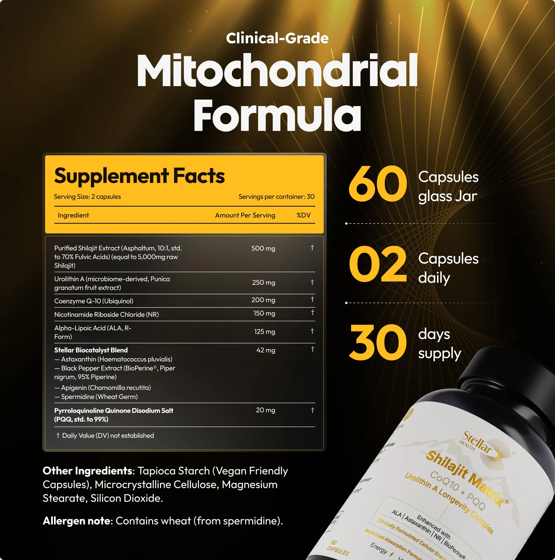 Stellar Health Clinical Mitochondrial Complex – Shilajit & NAD+ Booster with Ubiquinol CoQ10, NR, PQQ, ALA, Astaxanthin | 60 Vegan Capsules - Image 13