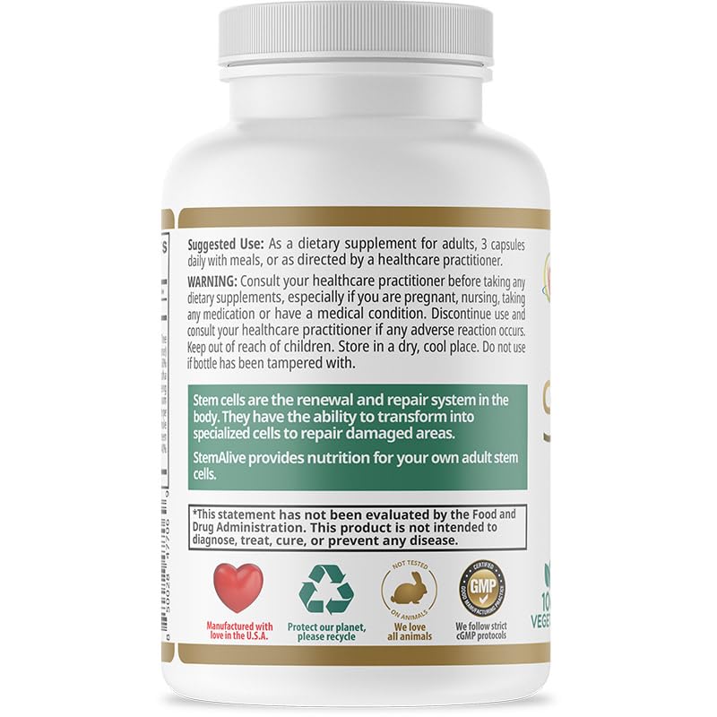 StemAlive - Promotes Stem Cell Nutrition, Function & Health, 90 Capsules, from 100% Natural Sources - Image 2
