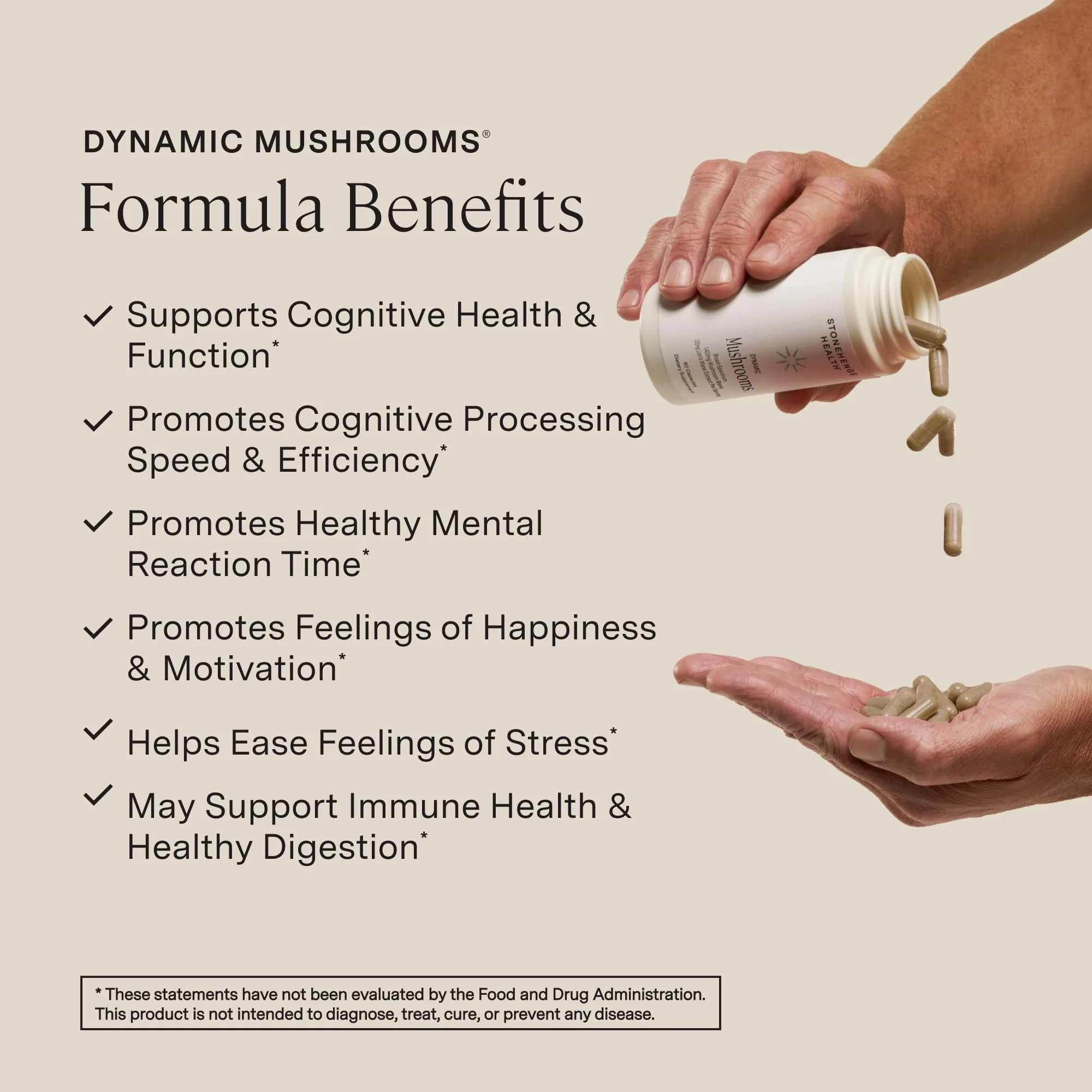 Stonehenge Dynamic Health Mushrooms 1,400 mg – 5 Mushroom Complex (Lion’s Mane, Reishi, Chaga, Maitake, Shiitake) – 60 Capsules - Image 12