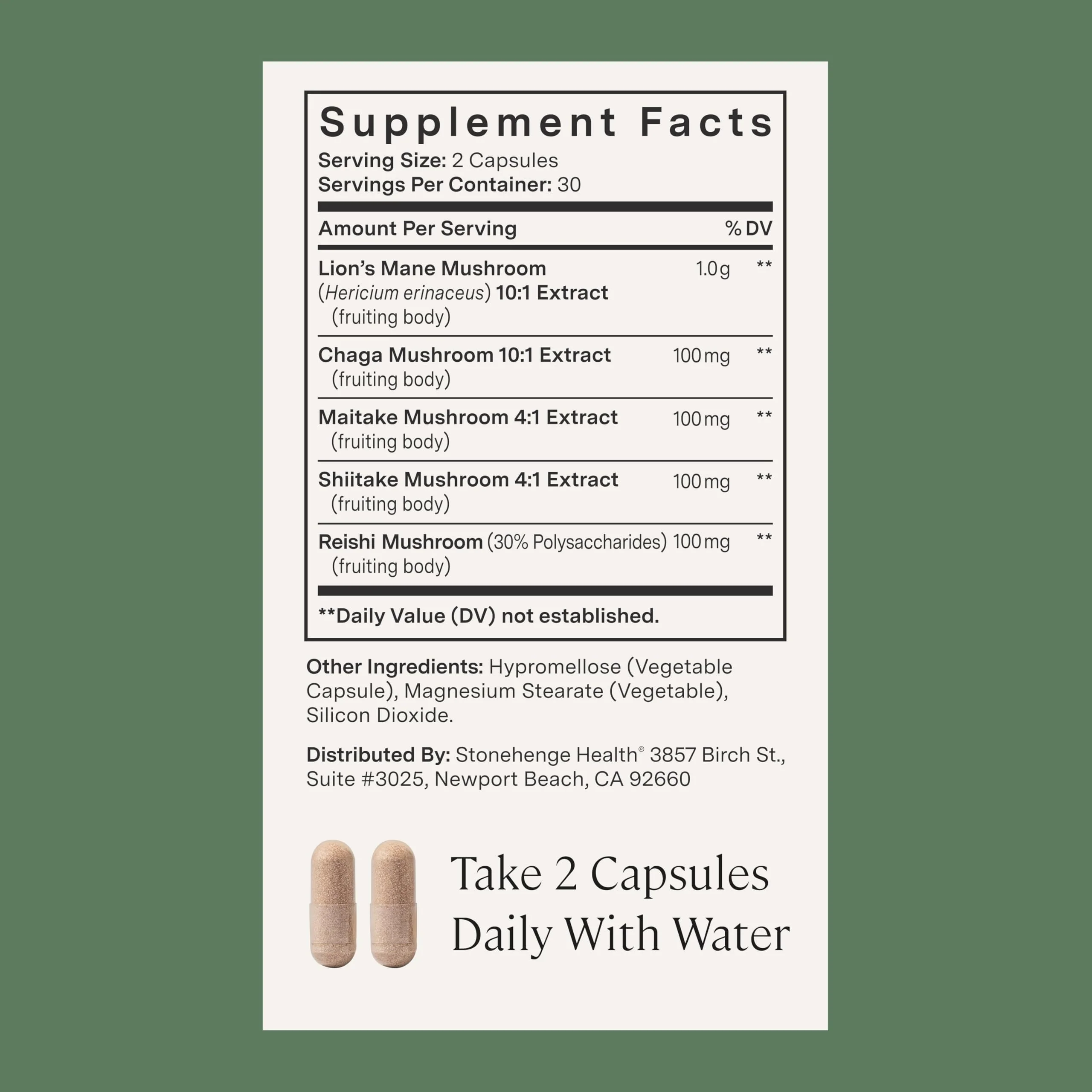 Stonehenge Dynamic Health Mushrooms 1,400 mg – 5 Mushroom Complex (Lion’s Mane, Reishi, Chaga, Maitake, Shiitake) – 60 Capsules - Image 15