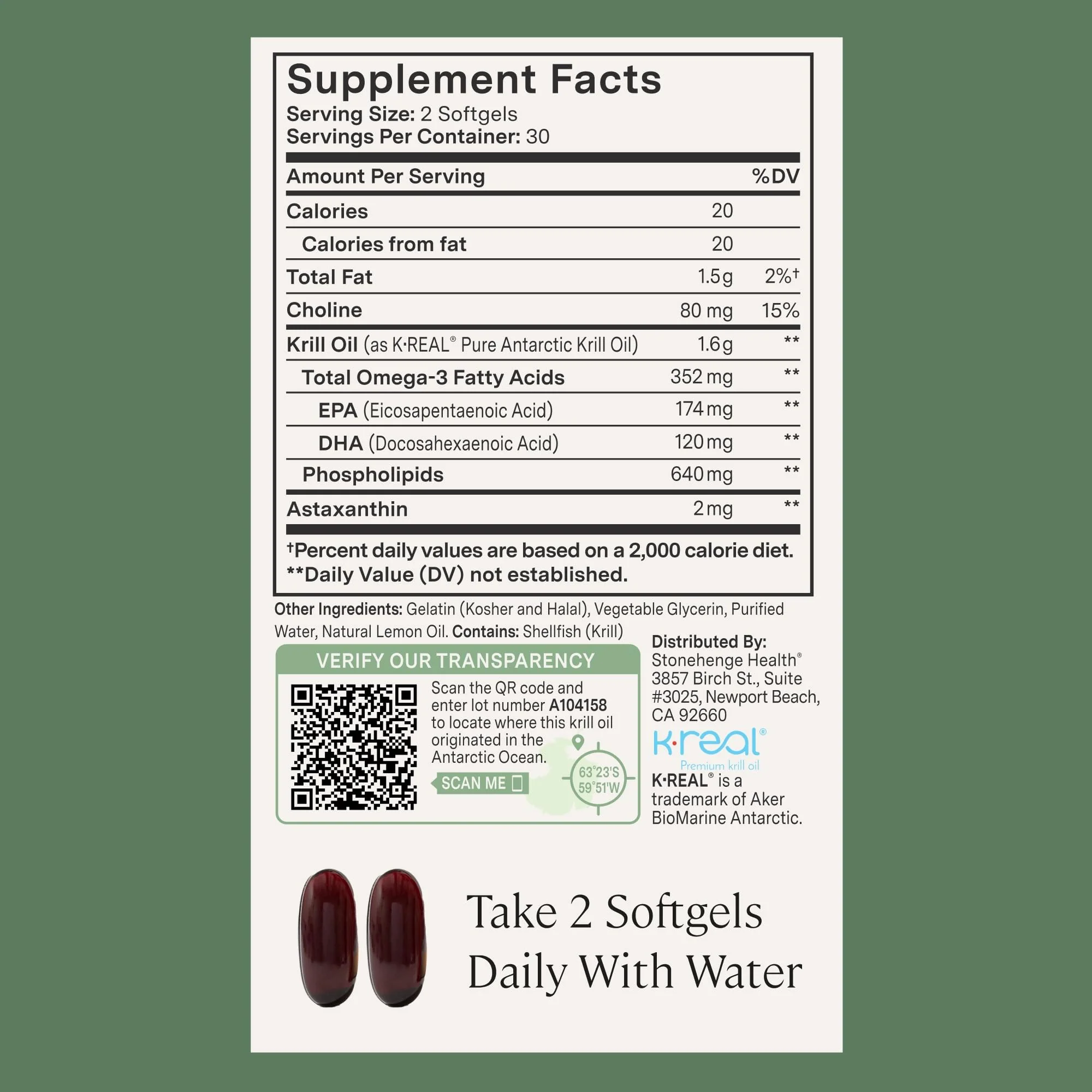 Stonehenge Health Dynamic Krill Oil 1600mg – Triple Strength Antarctic Omega-3 with EPA, DHA, Phospholipids & 2mg Astaxanthin – 60 Softgels - Image 15