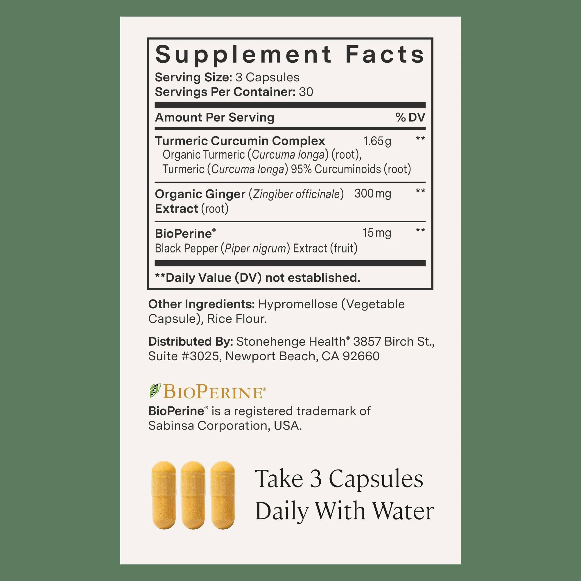 Stonehenge Health Dynamic Turmeric Curcumin with Ginger – High Potency 1,650 mg, BioPerine, 90 Vegetarian Capsules - Image 14
