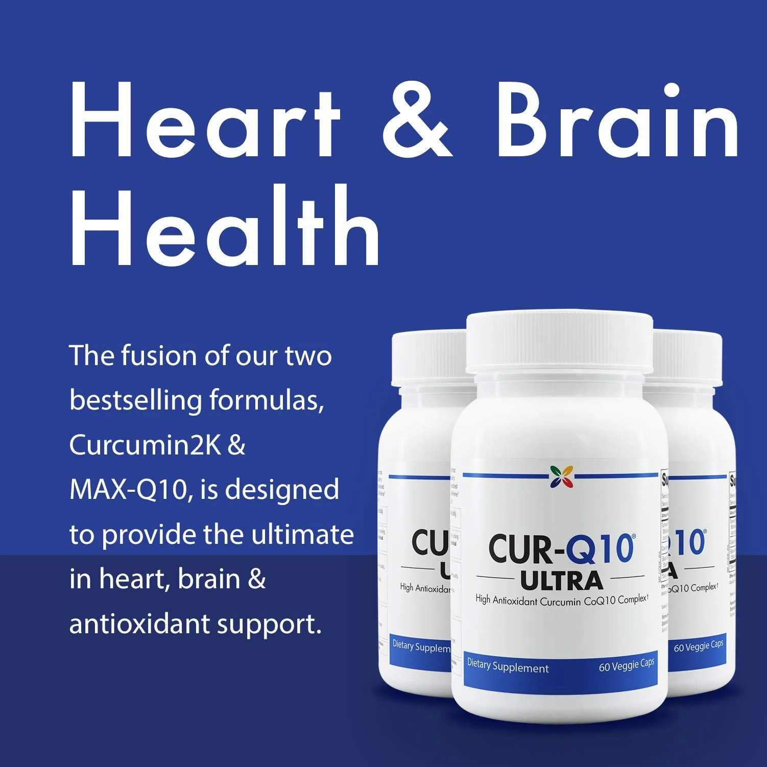 Stop Aging Now CUR-Q10 Ultra Complex - Curcumin2K & MAX-Q10, 60 Vcaps (3 Pack) - Image 2