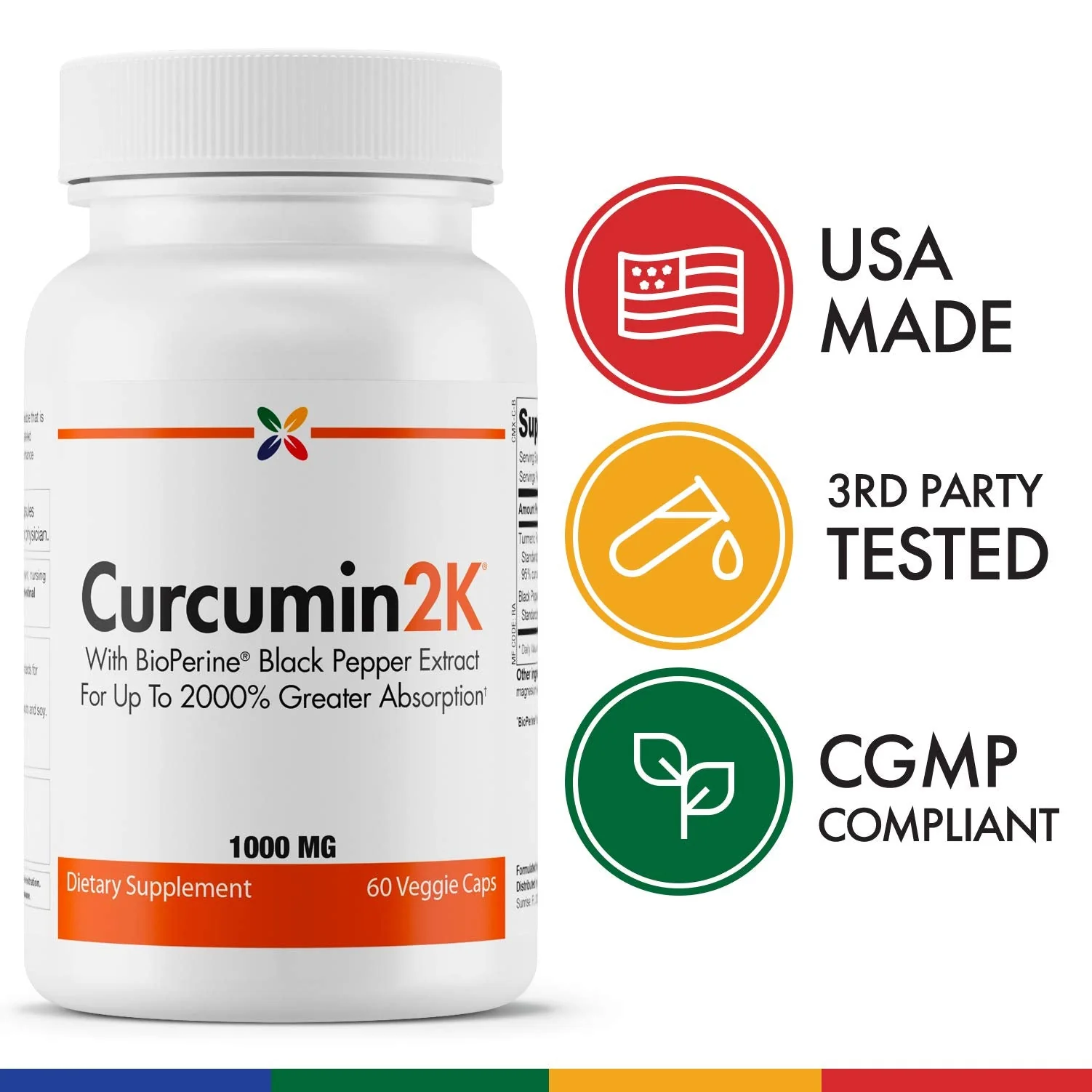 Stop Aging Now Curcumin2K with Bioperine – Brain & Heart Health, Antioxidants & Joint Support | Turmeric & Black Pepper Extract – 60 Vcaps (3 Bottle Pack) - Image 4