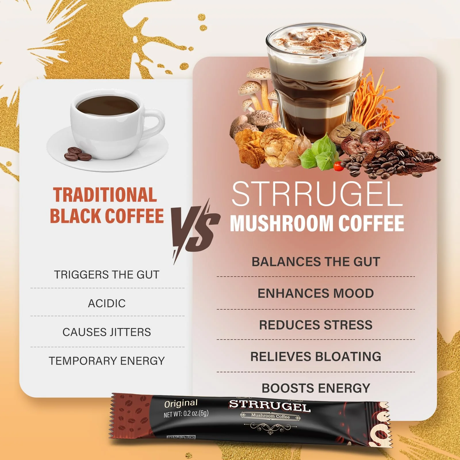 Strrugel Organic Mushroom Coffee with Lion’s Mane & Reishi – 32 Servings - Image 3