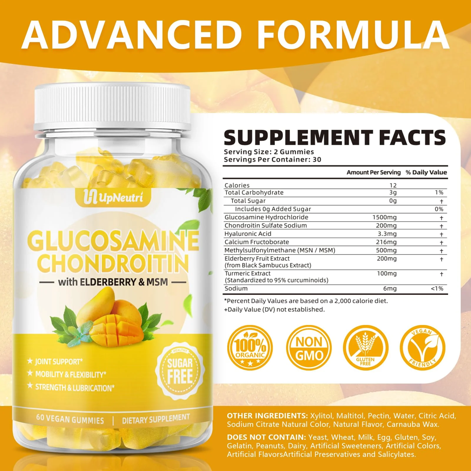 Sugar Free Glucosamine Chondroitin Gummies – Extra Strength 1500mg | Joint Support for Men & Women - Image 2