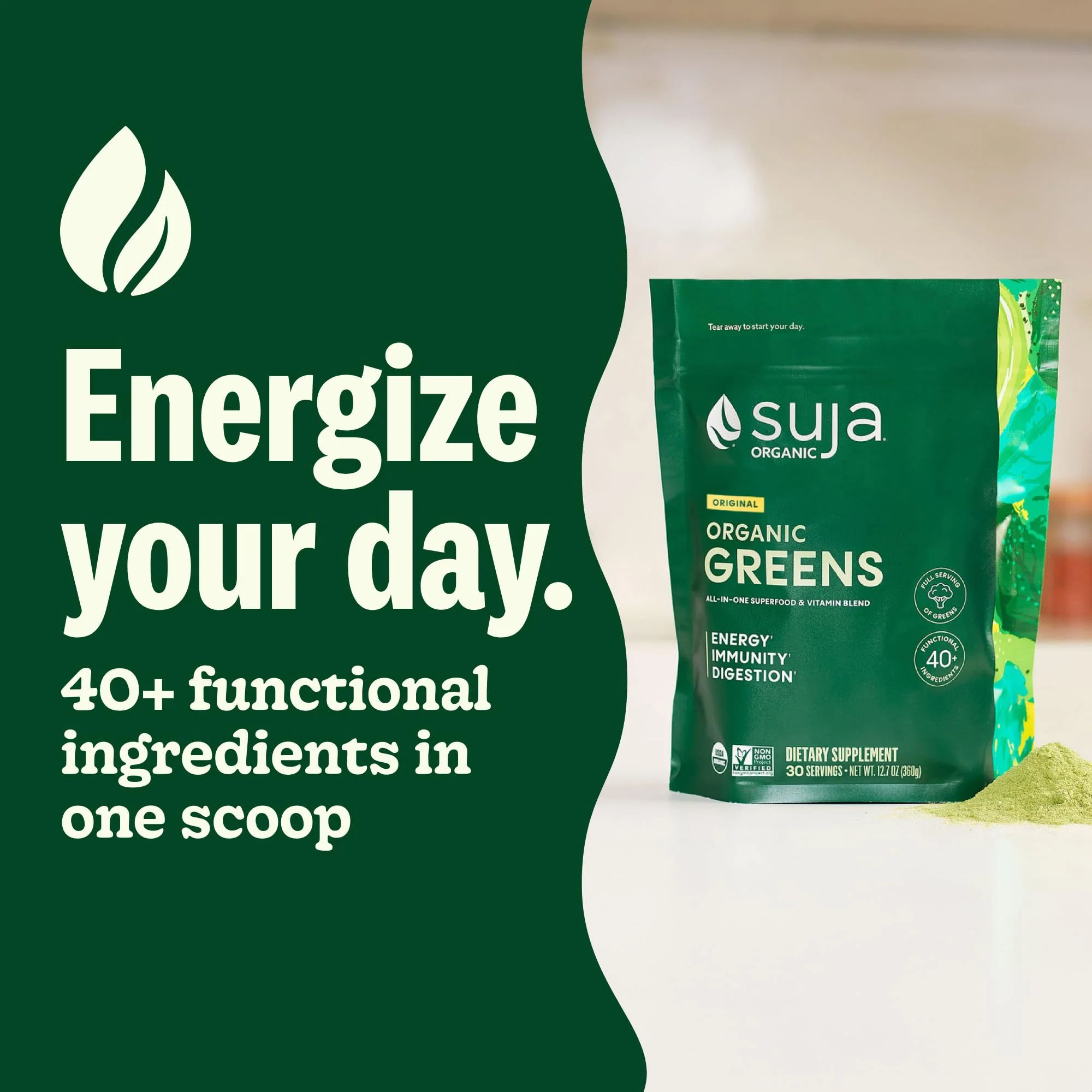 Suja Organic Greens Powder Probiotic Blend – Immune Support, Digestion & Daily Energy, 30 Servings - Image 9