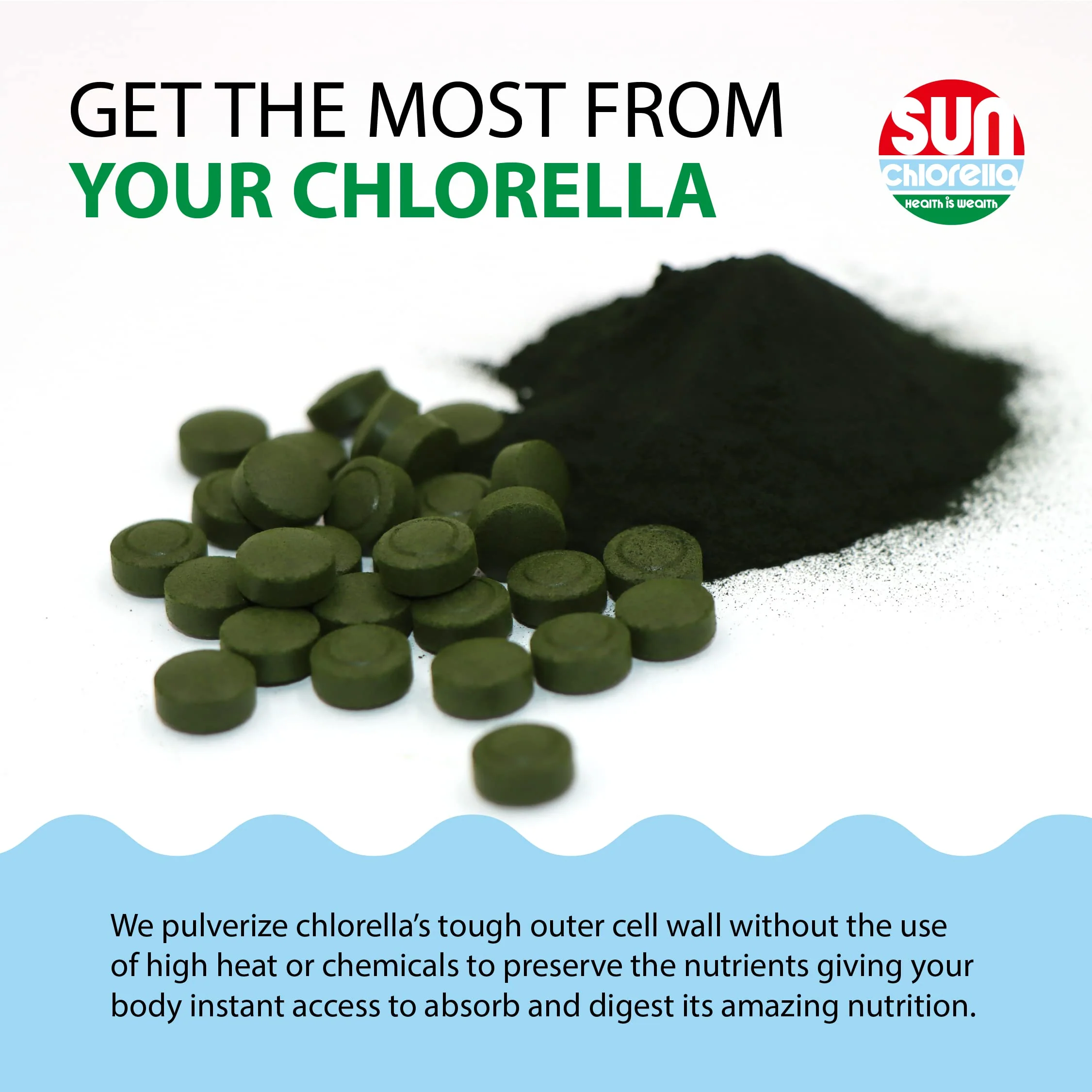 Sun Chlorella 200 mg Green Algae Superfood – Pulverized Cell Wall, CGF, B12, Iron | Non-GMO - Image 5