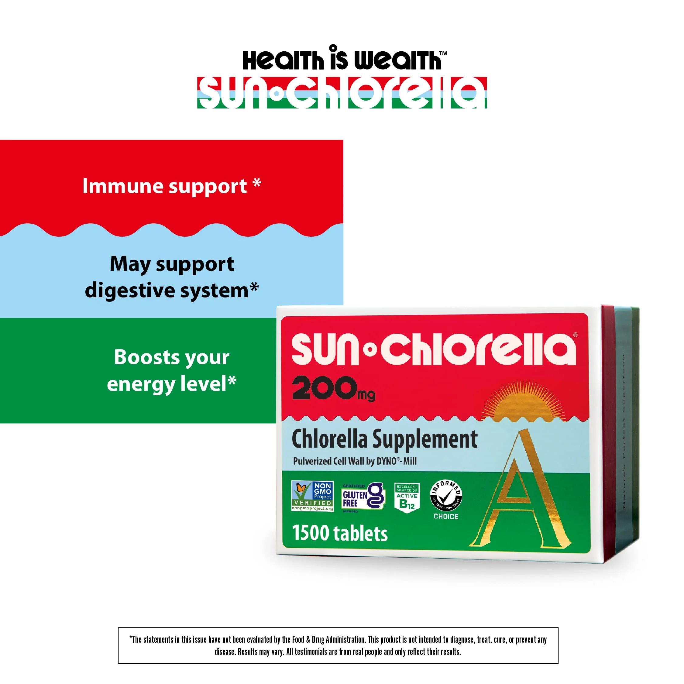 Sun Chlorella 200 mg Green Algae Superfood – Pulverized Cell Wall, CGF, B12, Iron | Non-GMO - Image 6