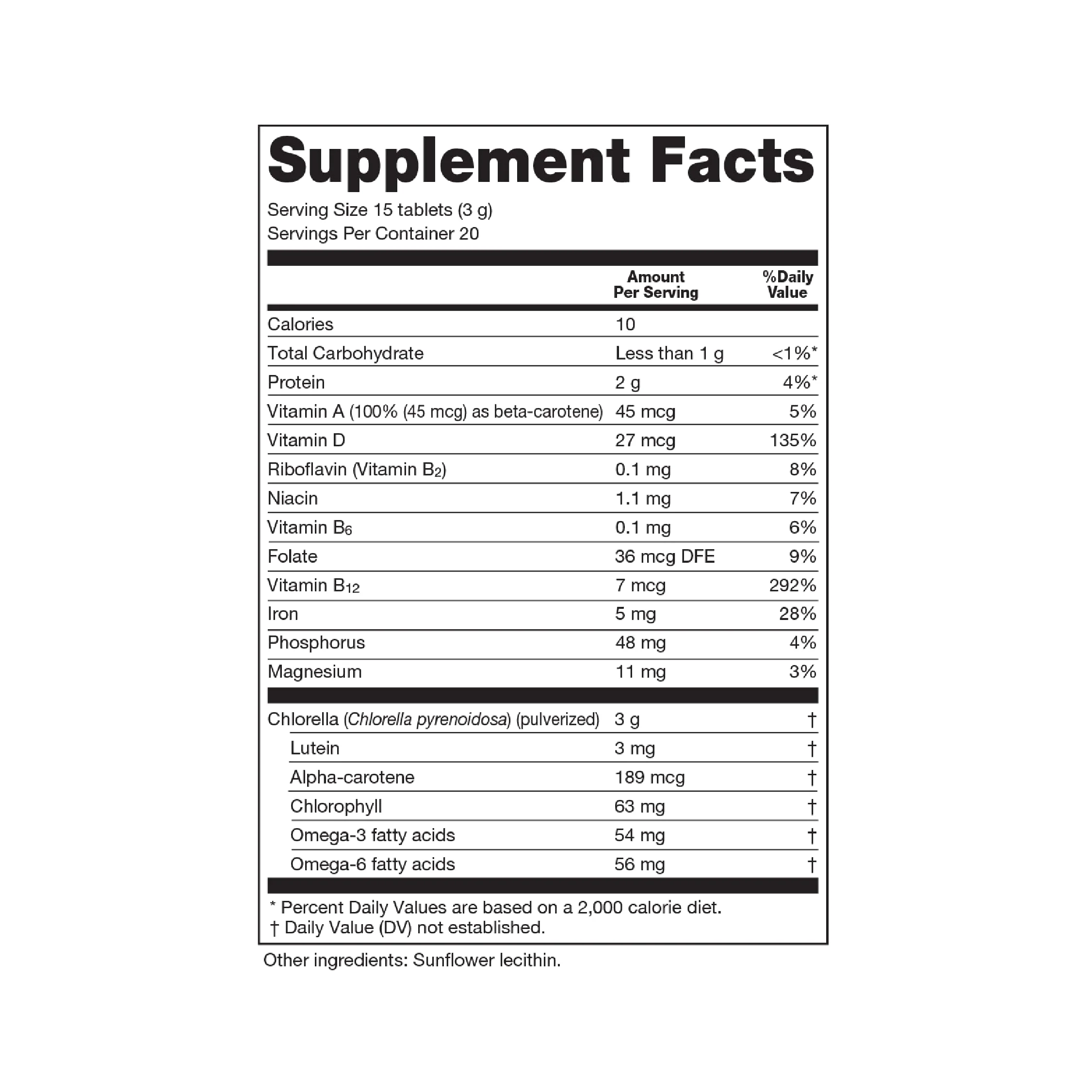 Sun Chlorella 200 mg Green Algae Superfood - Pulverized Cell Wall, CGF, B12, Iron, Protein - Non-GMO - 300 Tablets - Image 2