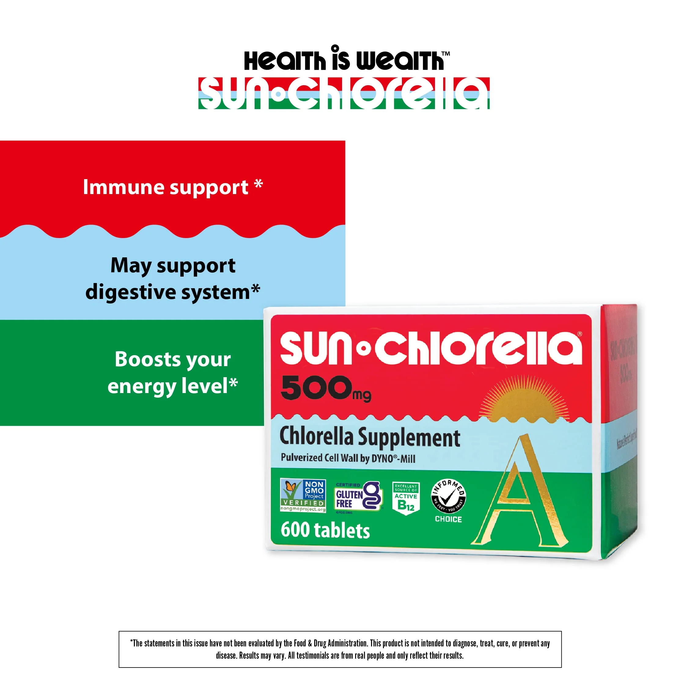 Sun Chlorella 500mg Whole Body Wellness Green Algae — 600 Tablets | Non-GMO, Chlorophyll, B12 & Iron - Image 11