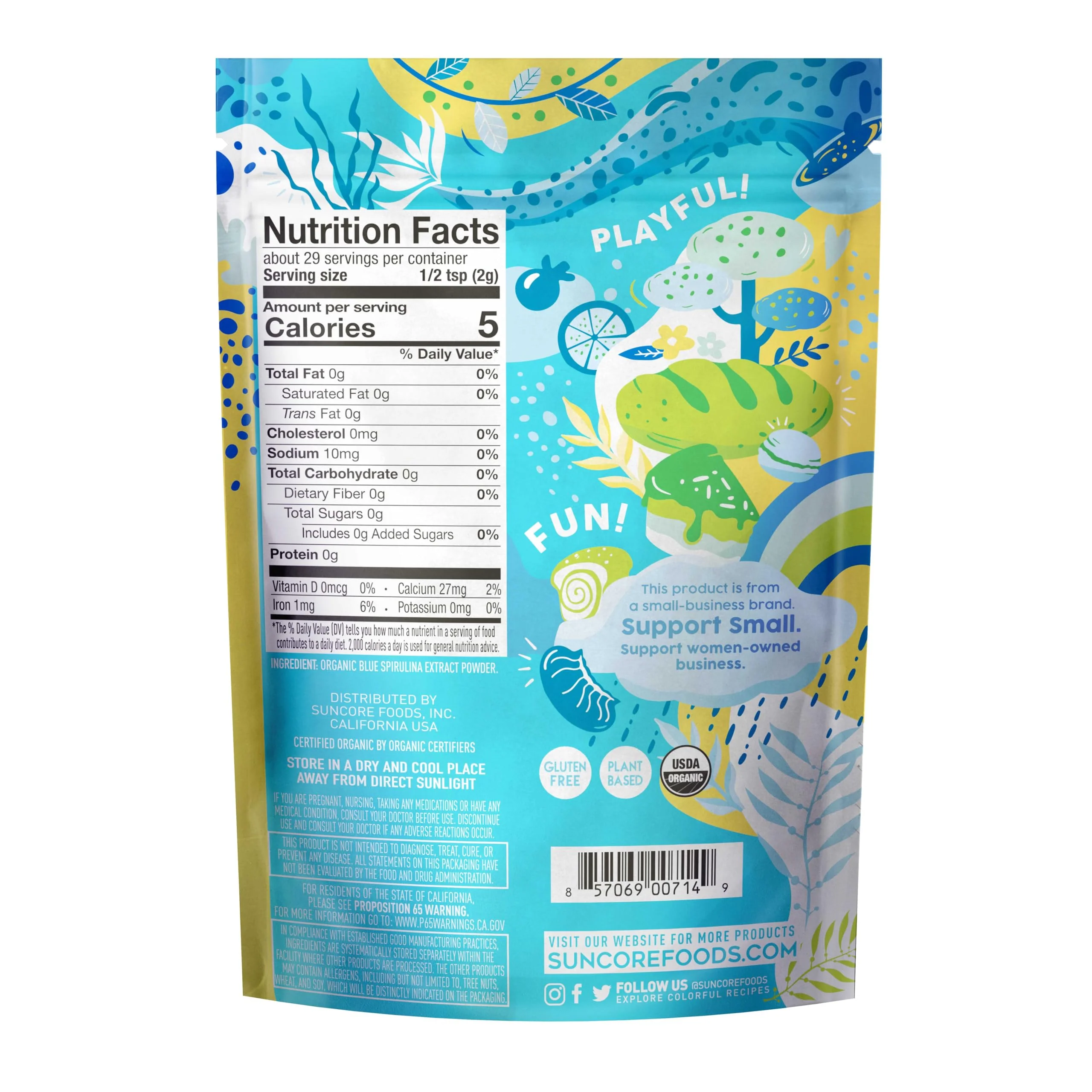 Suncore Foods Organic Aqua Blue Spirulina Powder – 2 oz, Gluten-Free & Non-GMO - Image 2