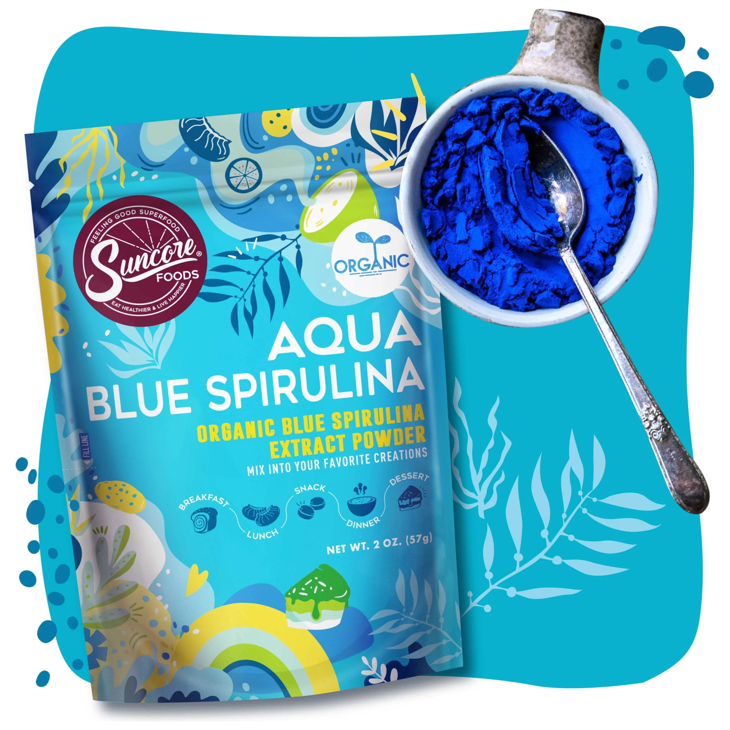 Suncore Foods Organic Aqua Blue Spirulina Powder – 2 oz, Gluten-Free & Non-GMO - Image 3