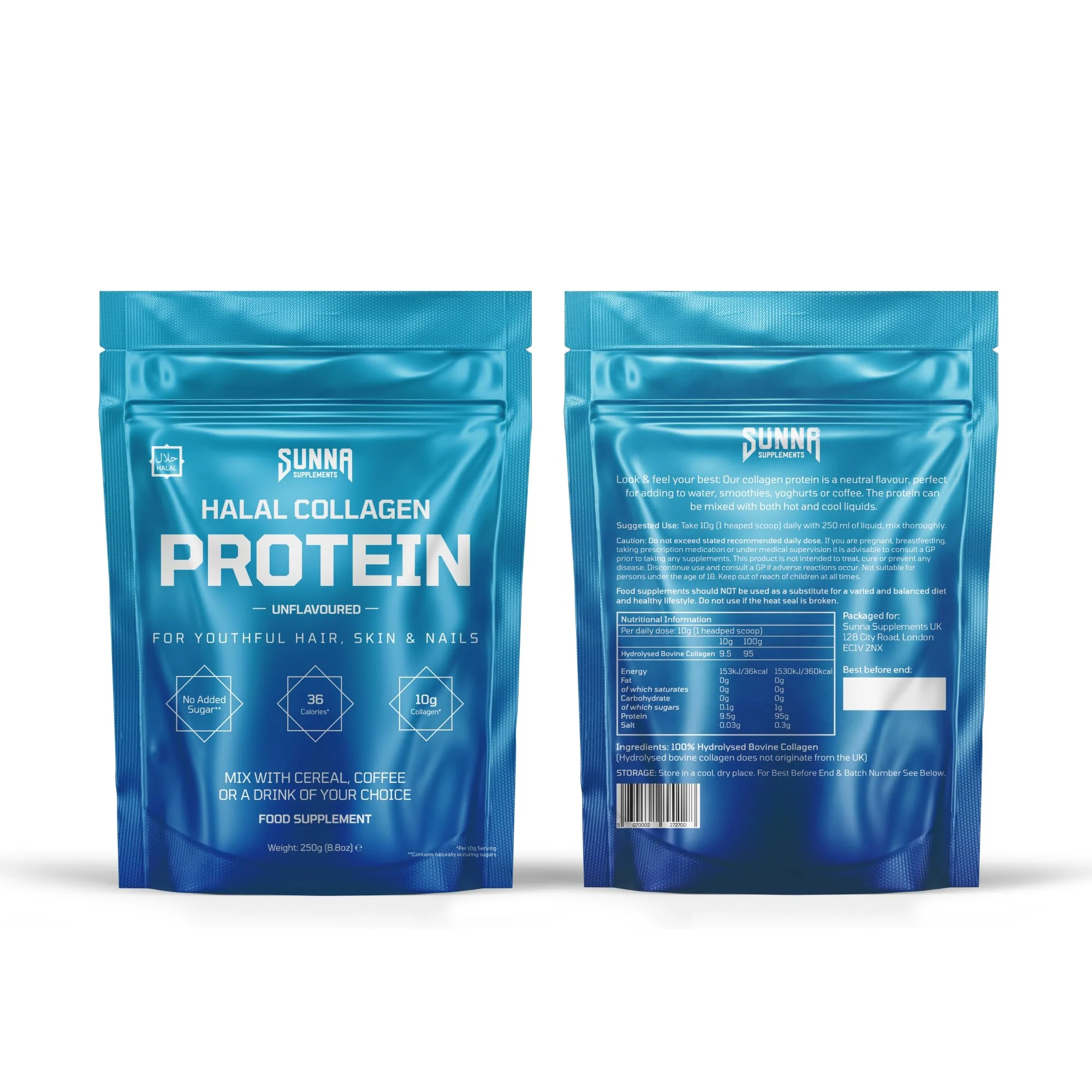 SUNNA SUPPLEMENTS Grass-Fed Halal Collagen Powder – Type I & III Peptides for Hair, Skin, Nails & Joints | Unflavored - Image 10