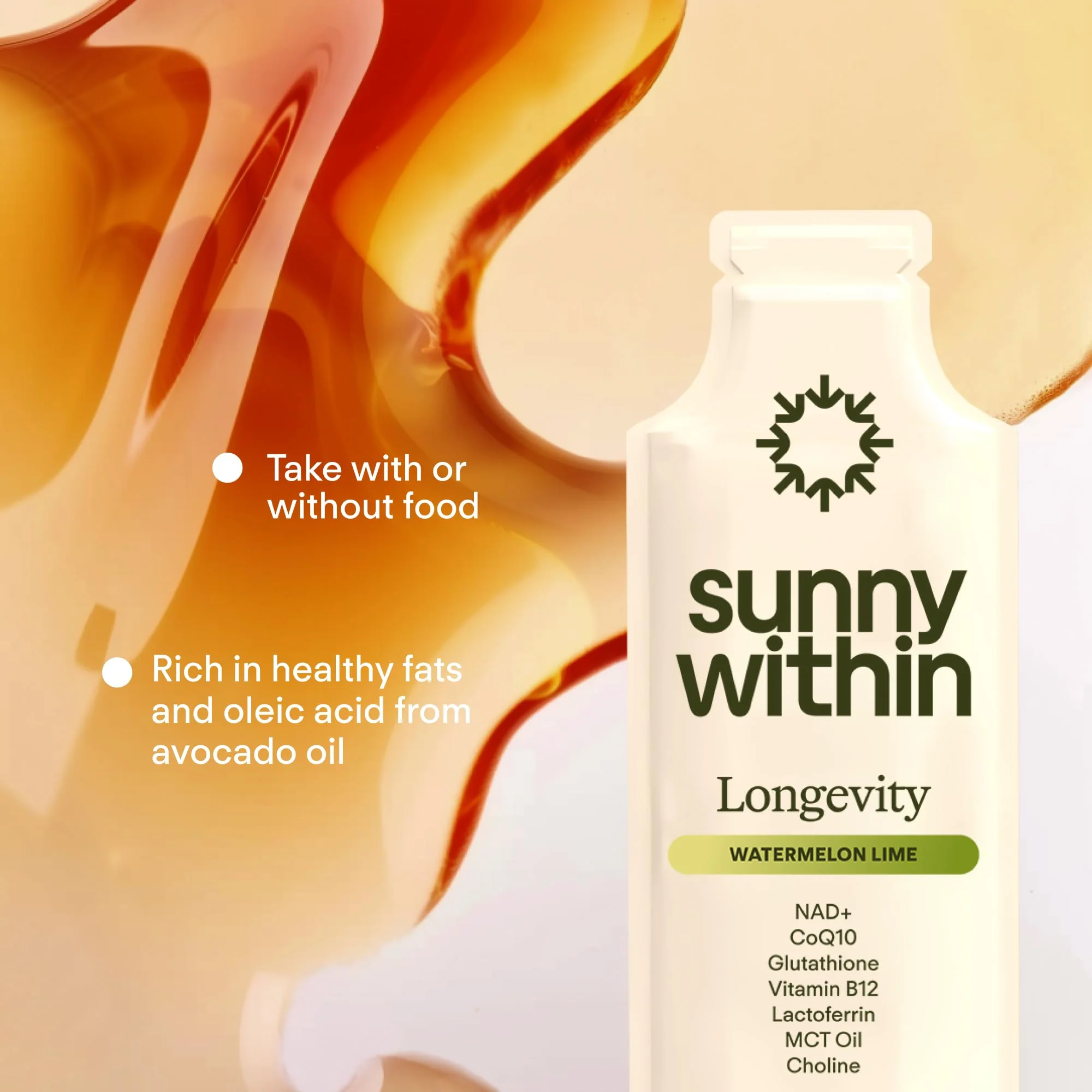 Sunny Within Longevity – Bioavailable NAD+, Glutathione & CoQ10 Liquid for Cellular Health (30 Pouches) - Image 2