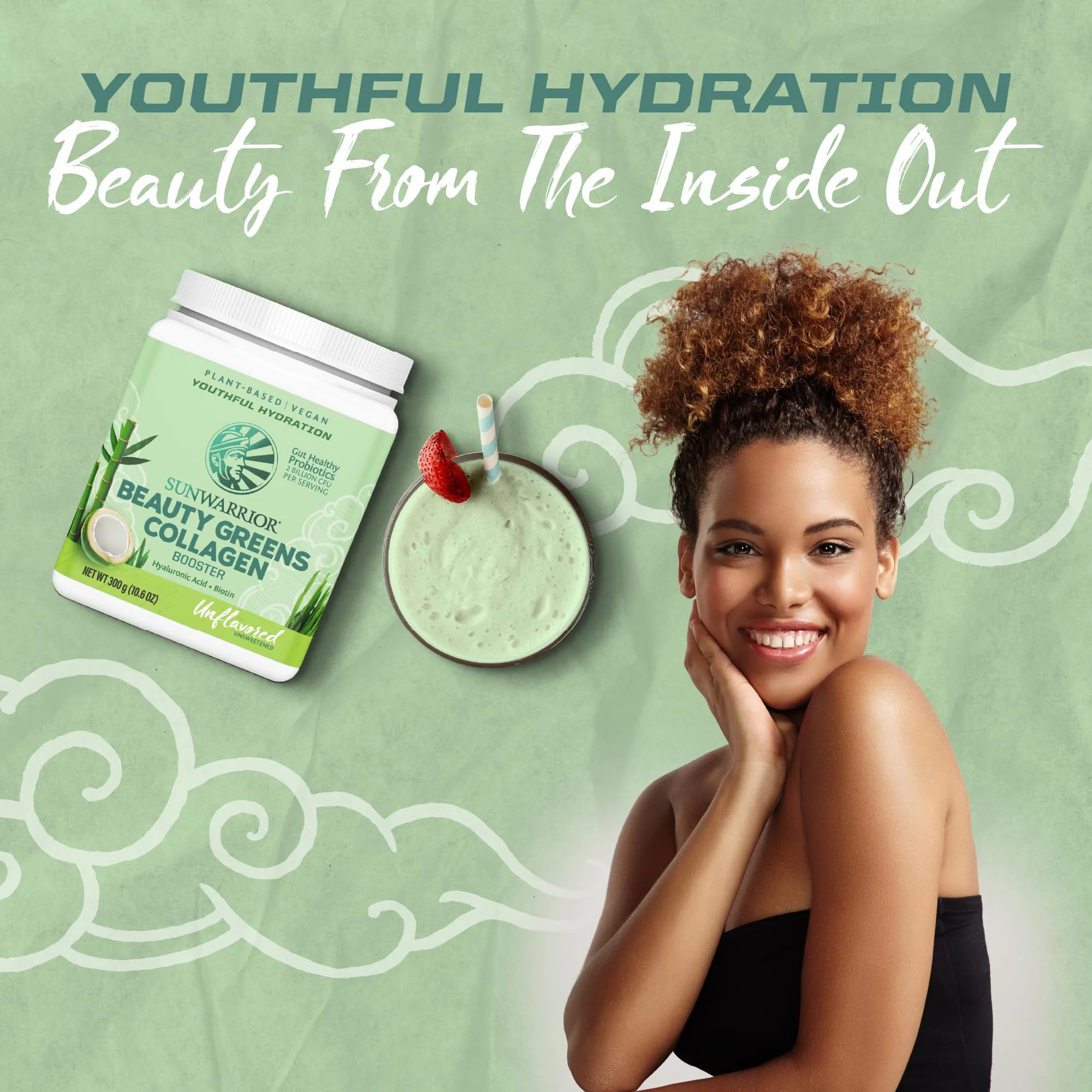 Sunwarrior Beauty Greens Collagen Booster – Unflavored, 10.6 oz (300 g) - Image 3
