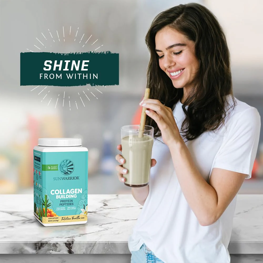 Sunwarrior Collagen Peptides Building Powder – Vegan Plant-Based Protein with Hyaluronic Acid, Biotin & Vitamin C | Vanilla, 40 Servings - Image 3