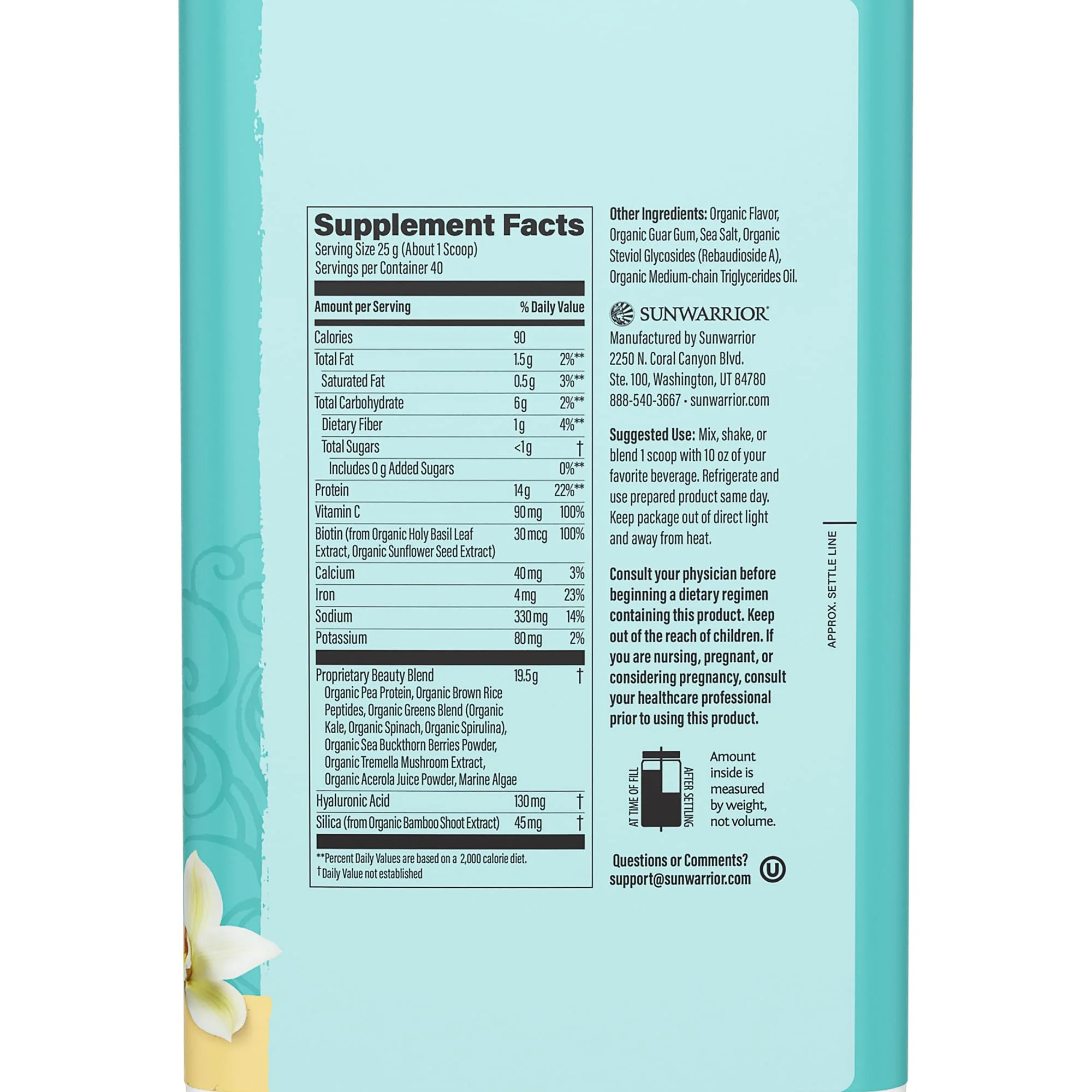 Sunwarrior Collagen Peptides Building Powder – Vegan Plant-Based Protein with Hyaluronic Acid, Biotin & Vitamin C | Vanilla, 40 Servings - Image 5