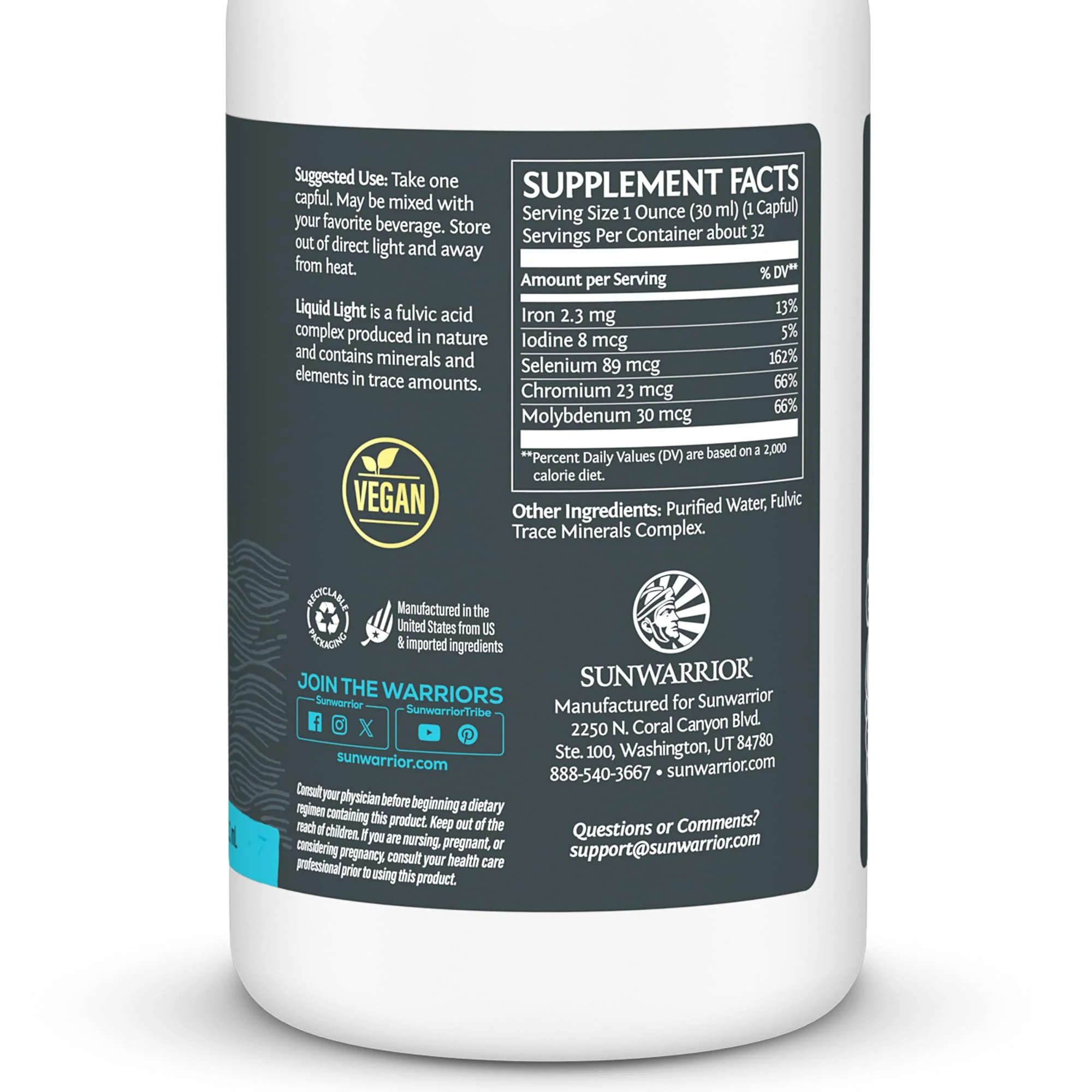 Sunwarrior Fulvic Acid Drops – Organic Liquid Mineral Water with Trace Minerals, 32 oz | Plant-Based - Image 10