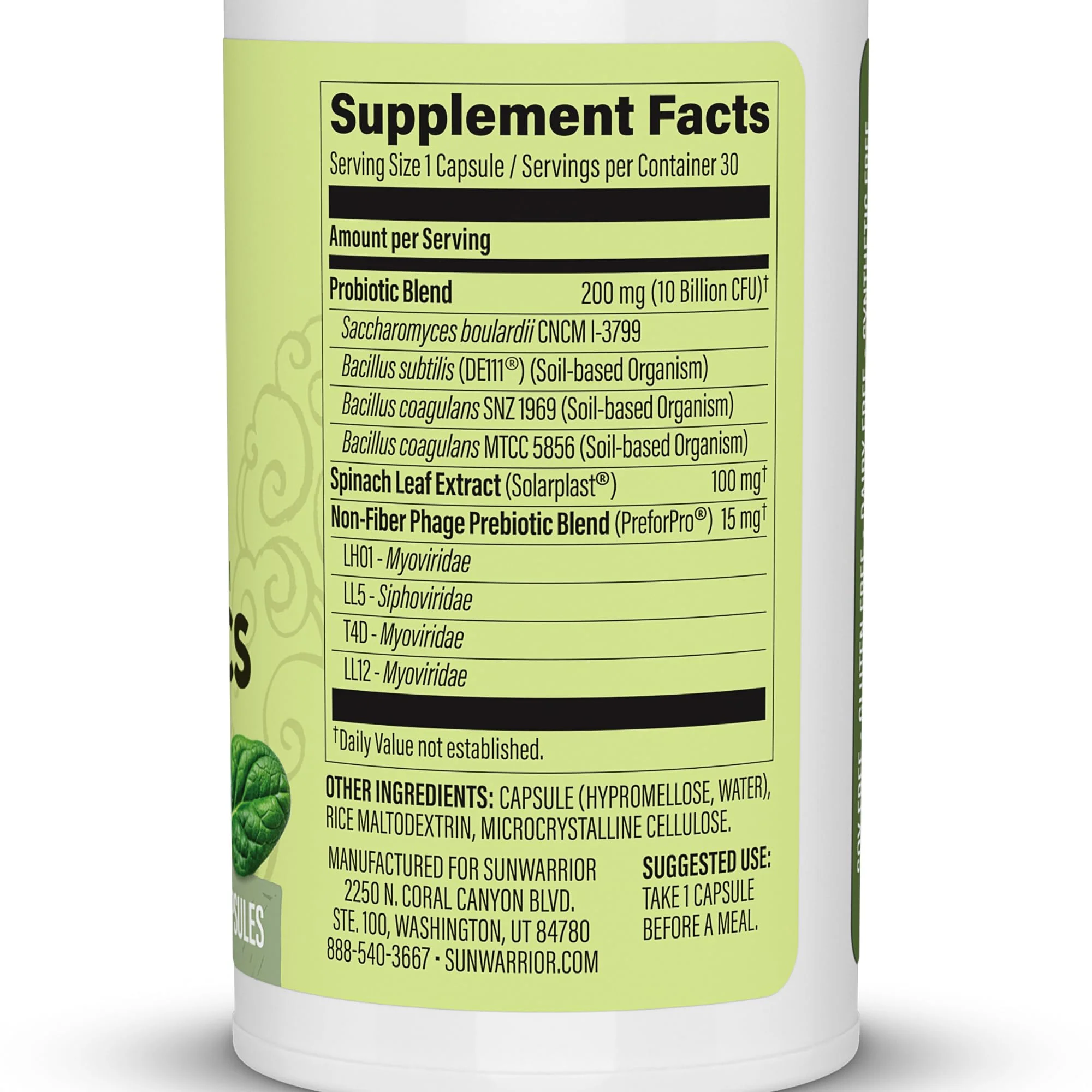 Sunwarrior Probiotics Soil-based Vegan Capsules | 10 billion CFU for Digestion Soy Free Gluten Free Dairy Free | 30 CT - Image 3