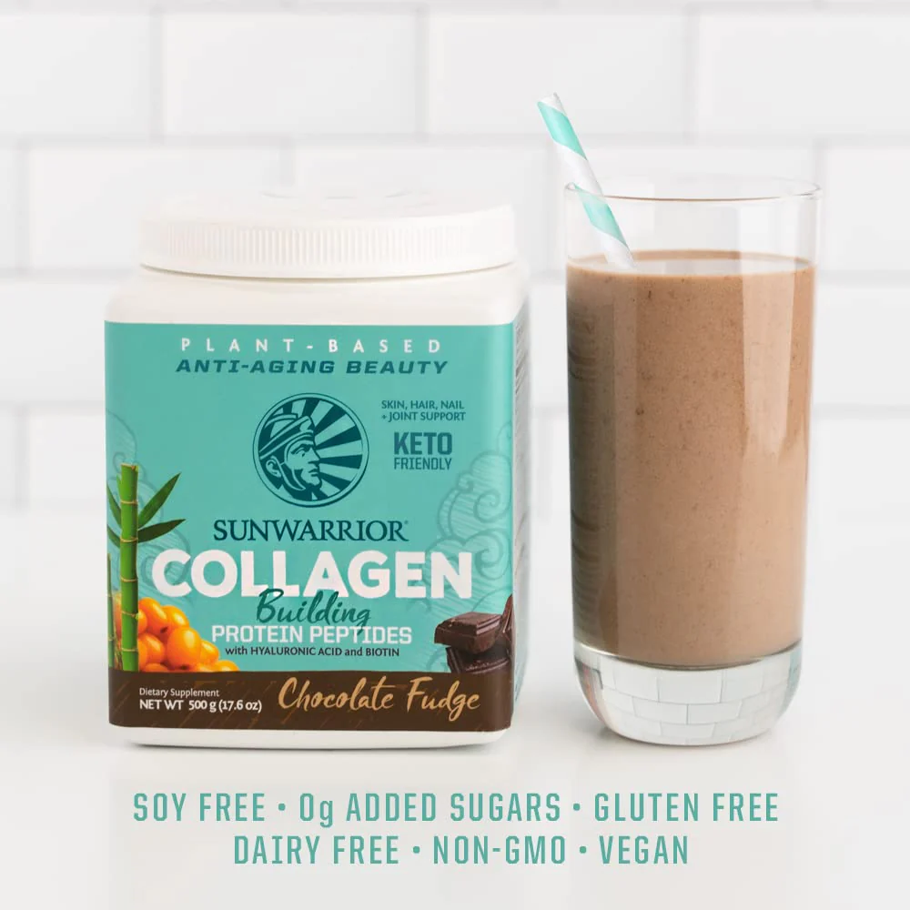 Sunwarrior Vegan Collagen Building Powder – Plant-Based Protein Peptides with Biotin, Vitamin C, Hyaluronic Acid | Dairy Free, Gluten Free | Chocolate - Image 5
