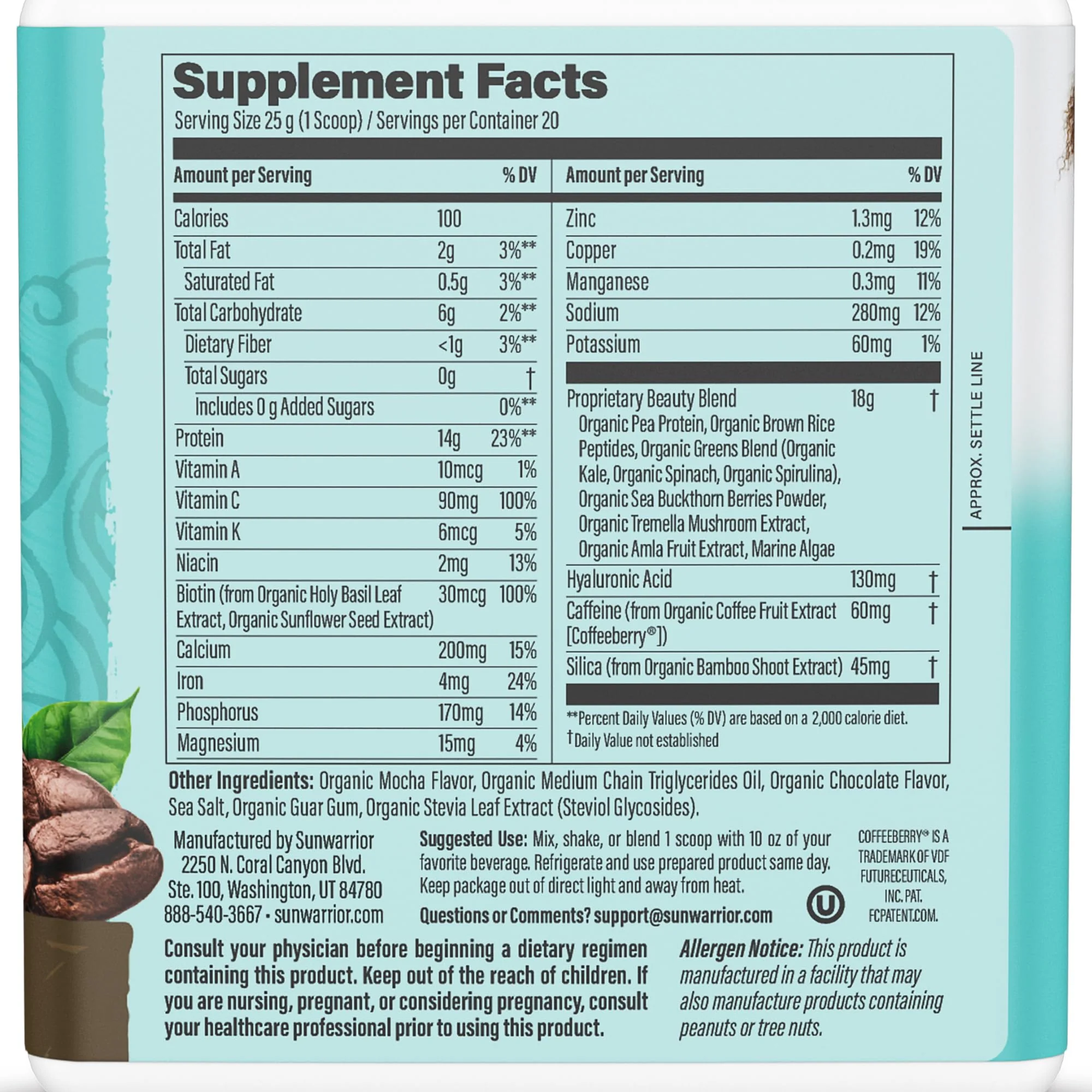 Sunwarrior Vegan Collagen Protein Powder for Women – Coffee Flavor, Plant-Based, Non-GMO, 20 Servings - Image 9