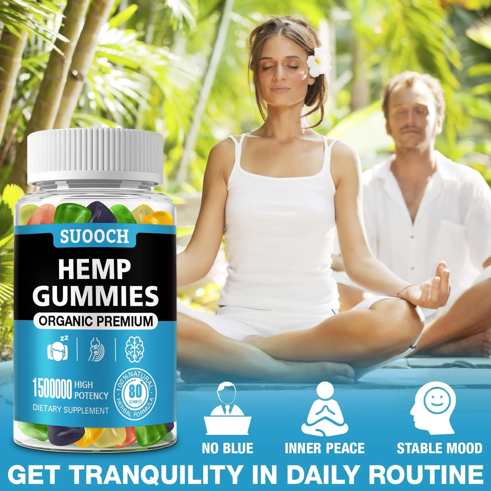 SUOOCH 4 Packs Natural Hemp Gummies | High-Potency Hemp Oil Extract | Gluten-Free Gummies for Adults - Image 11