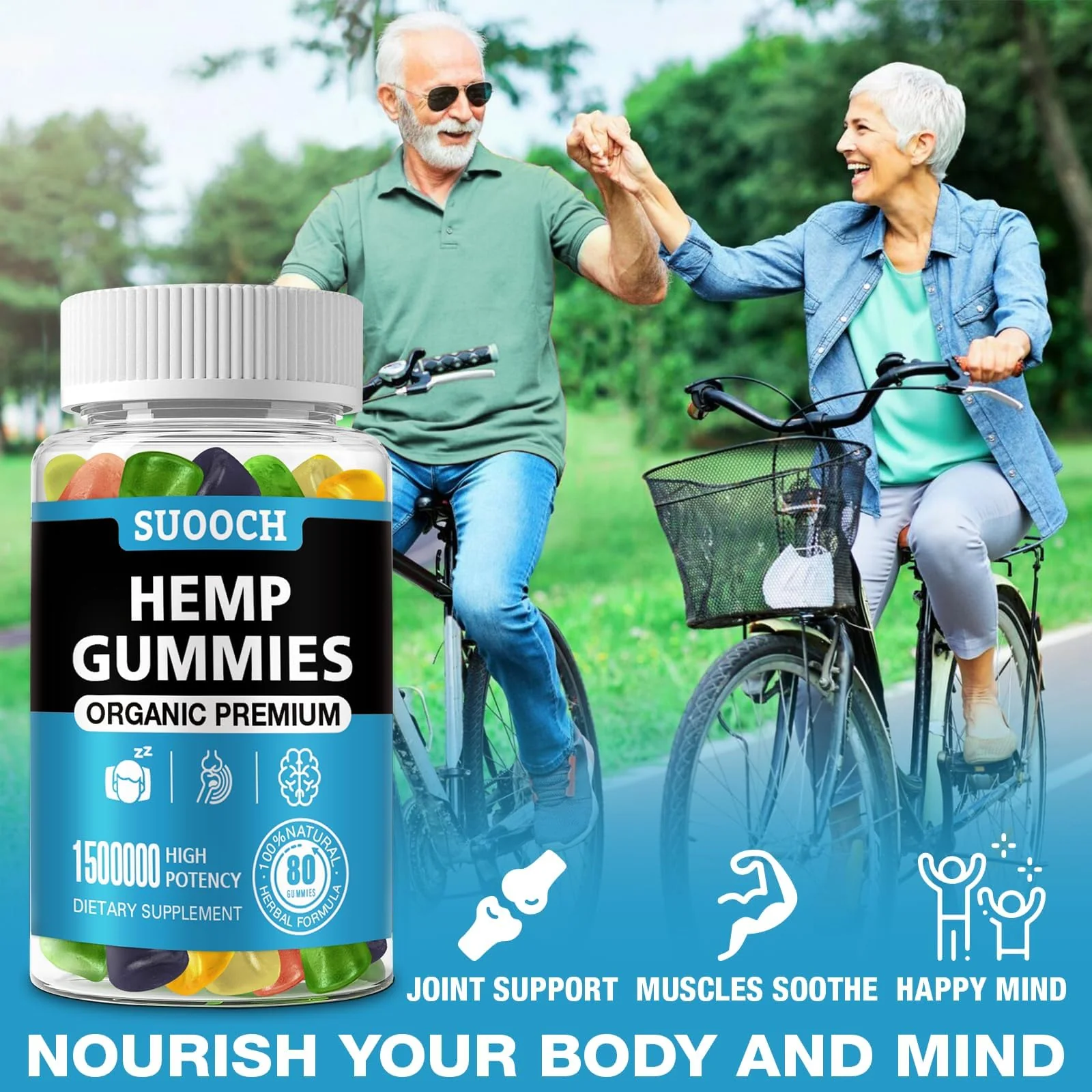 SUOOCH 4 Packs Natural Hemp Gummies | High-Potency Hemp Oil Extract | Gluten-Free Gummies for Adults - Image 12