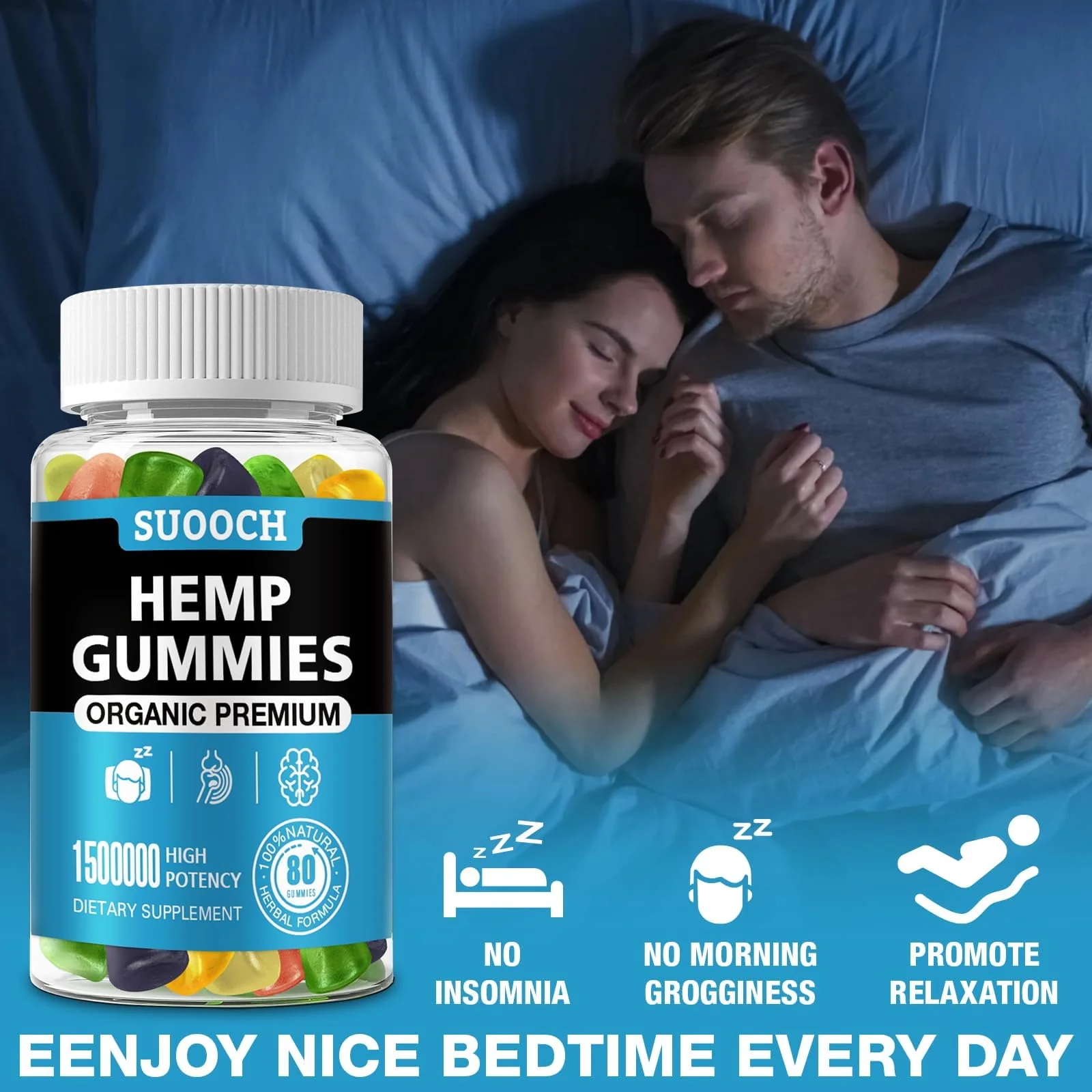 SUOOCH 4 Packs Natural Hemp Gummies | High-Potency Hemp Oil Extract | Gluten-Free Gummies for Adults - Image 9