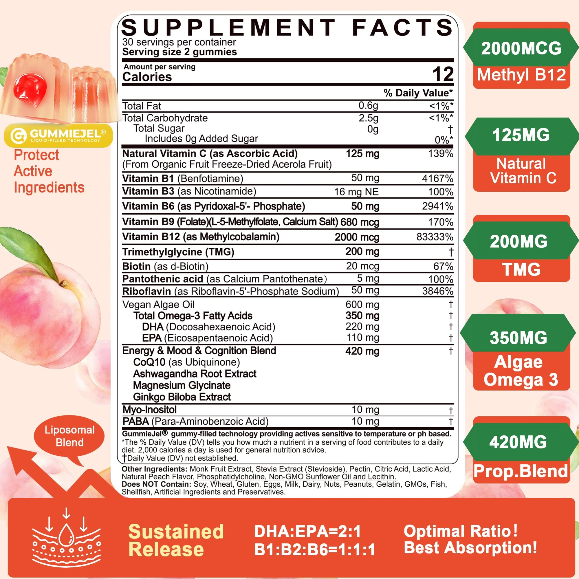 Super Methylated Vitamin B Complex Gummies – 8 B Vitamins + CoQ10, Magnesium - Image 2