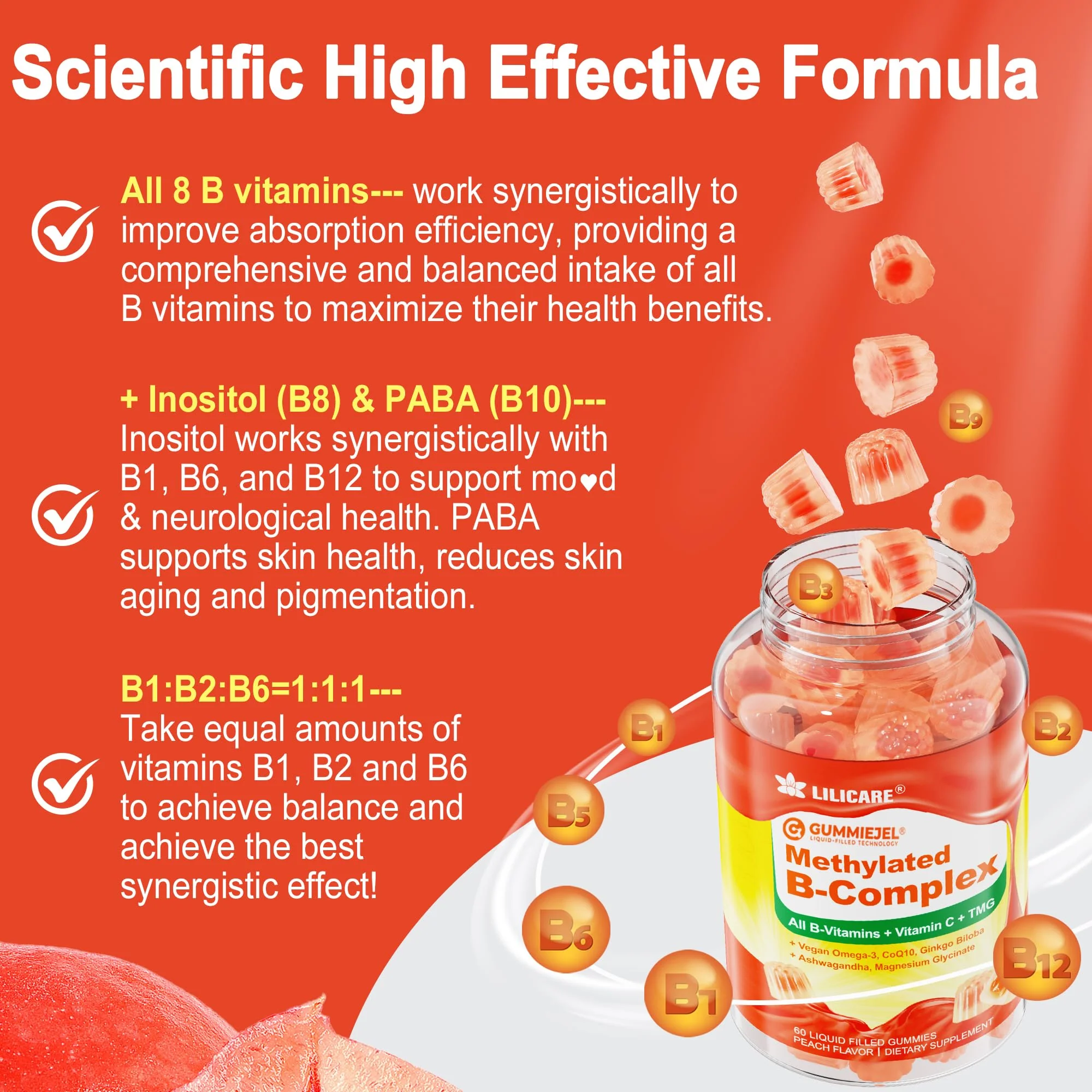Super Methylated Vitamin B Complex Gummies – 8 B Vitamins + CoQ10, Magnesium - Image 5
