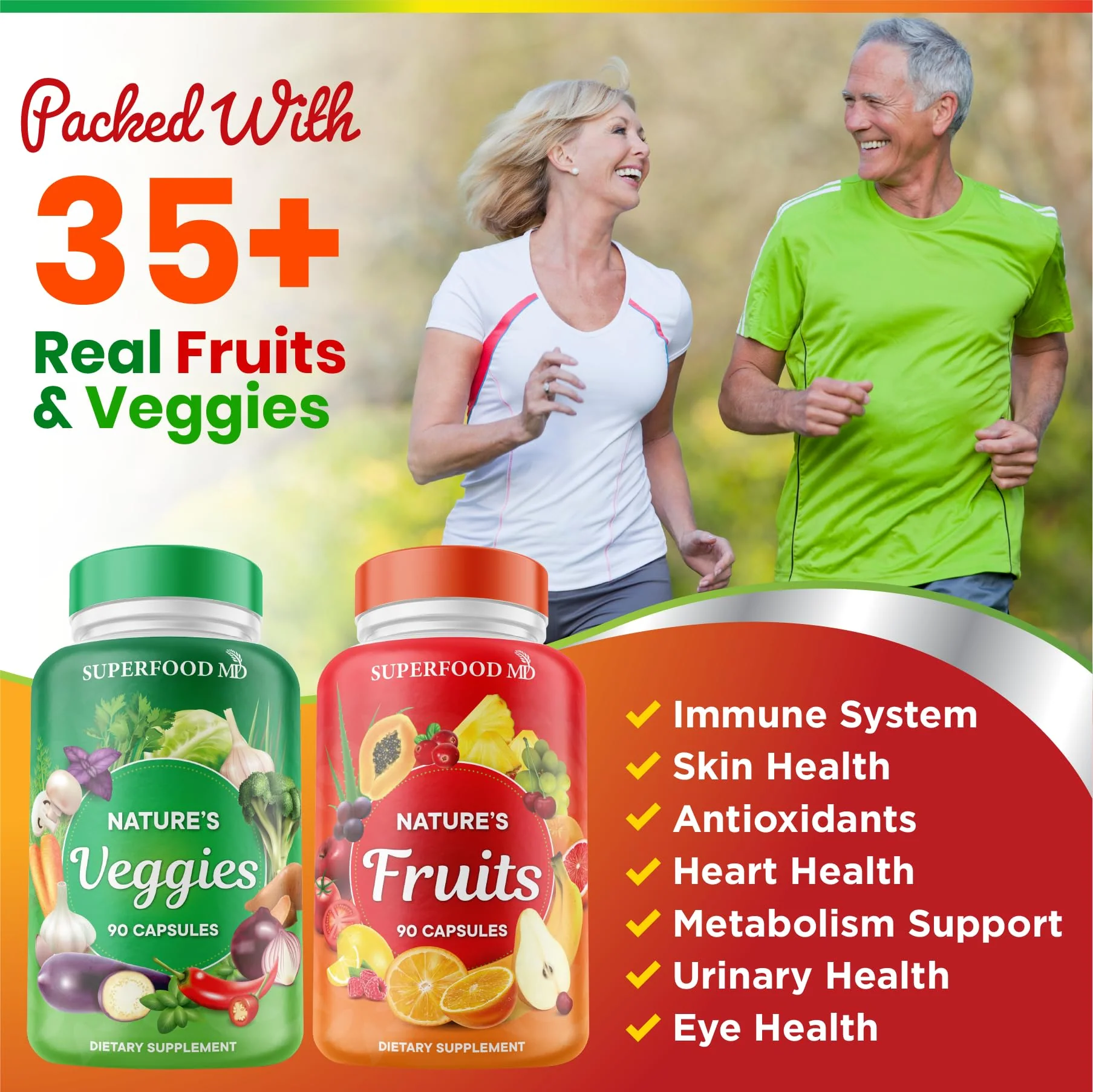 Superfood MD Fruits & Veggies Supplement - Whole Food Beta Carotene - Soy Free - 90 Count (Pack of 2) - Image 11
