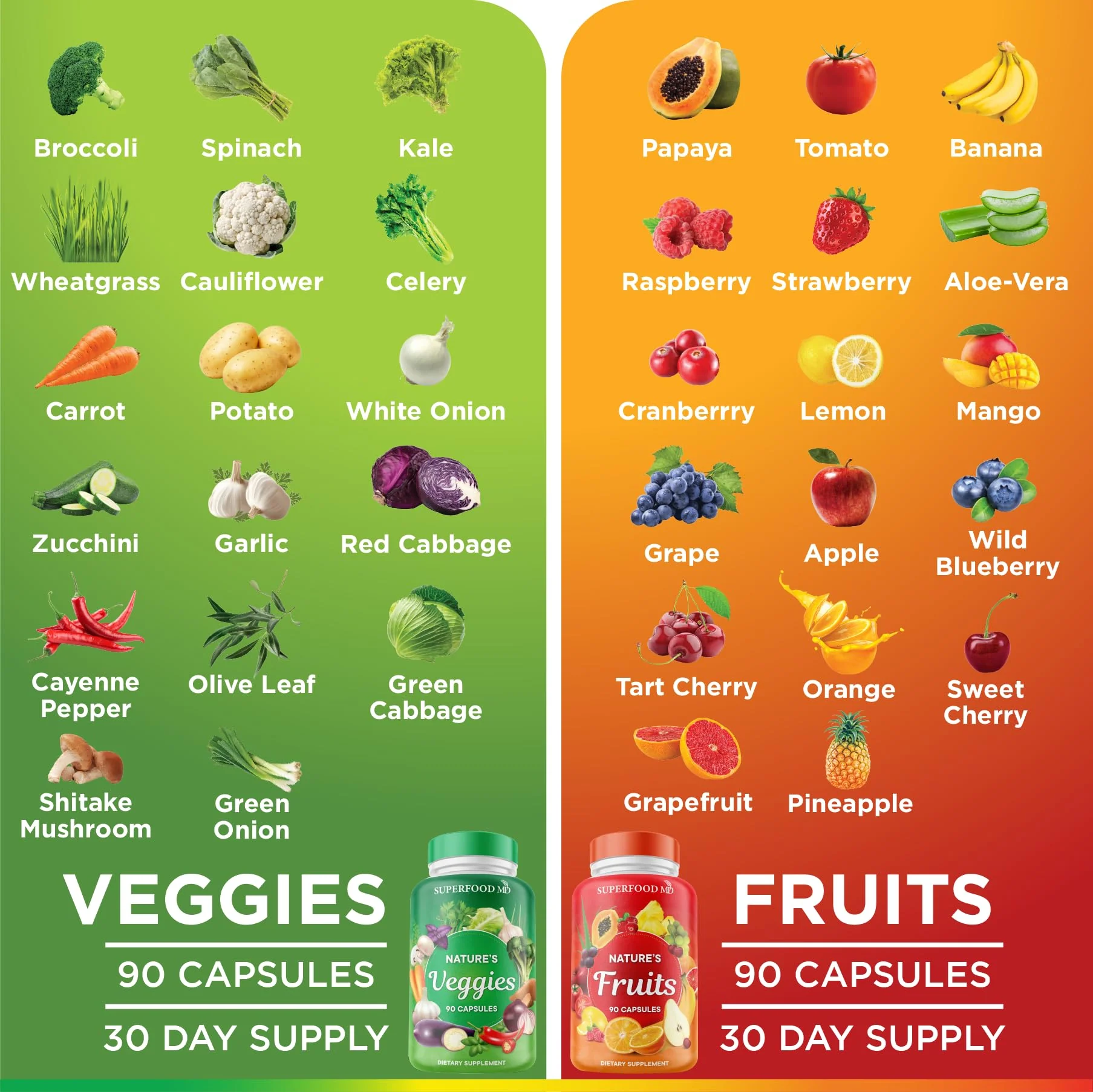 Superfood MD Fruits & Veggies Supplement - Whole Food Beta Carotene - Soy Free - 90 Count (Pack of 2) - Image 13