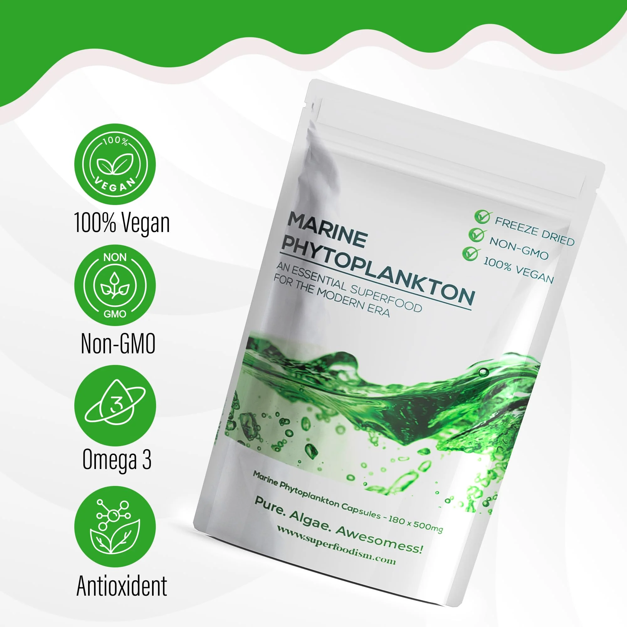 SuperFoodISM Marine Phytoplankton Supplement – Organic Vegan, Omega-3 EPA, 180 Capsules - Image 11