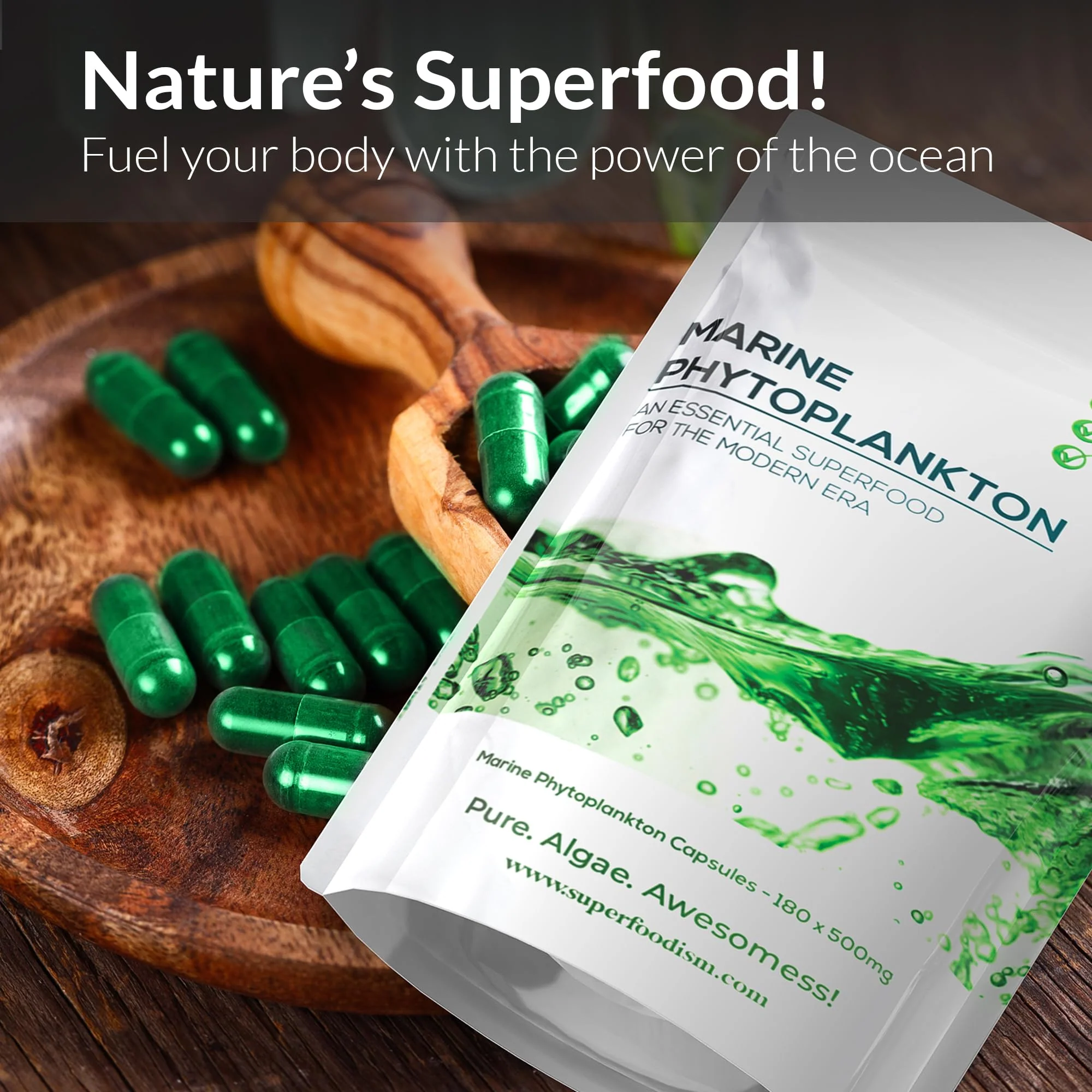 SuperFoodISM Marine Phytoplankton Supplement – Organic Vegan, Omega-3 EPA, 180 Capsules - Image 14