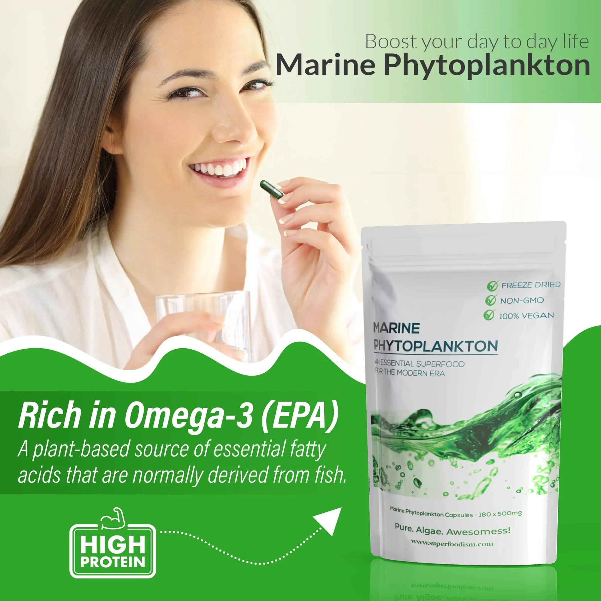 SuperFoodISM Marine Phytoplankton Supplement – Organic Vegan, Omega-3 EPA, 180 Capsules - Image 6