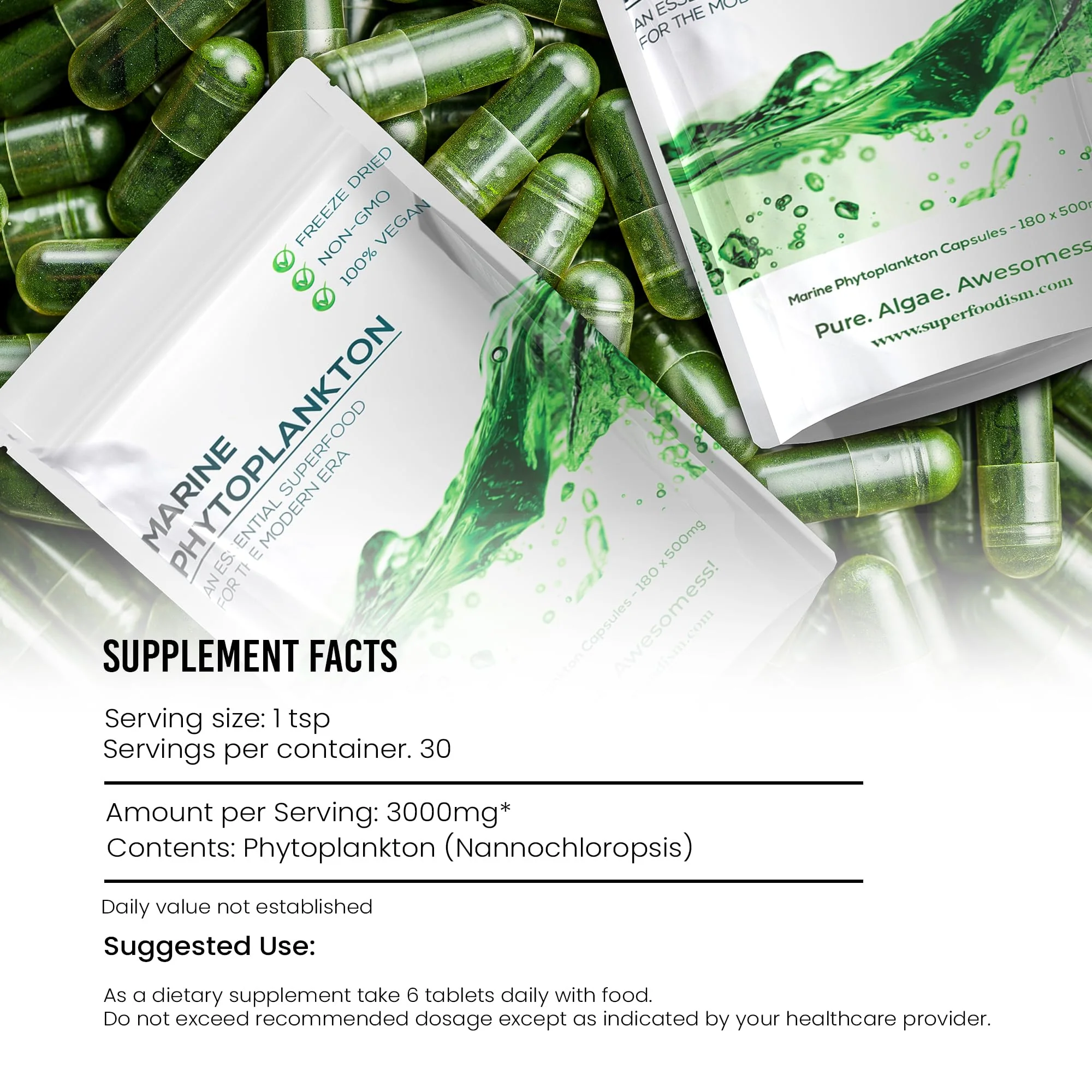 SuperFoodISM Marine Phytoplankton Supplement – Organic Vegan, Omega-3 EPA, 180 Capsules - Image 8