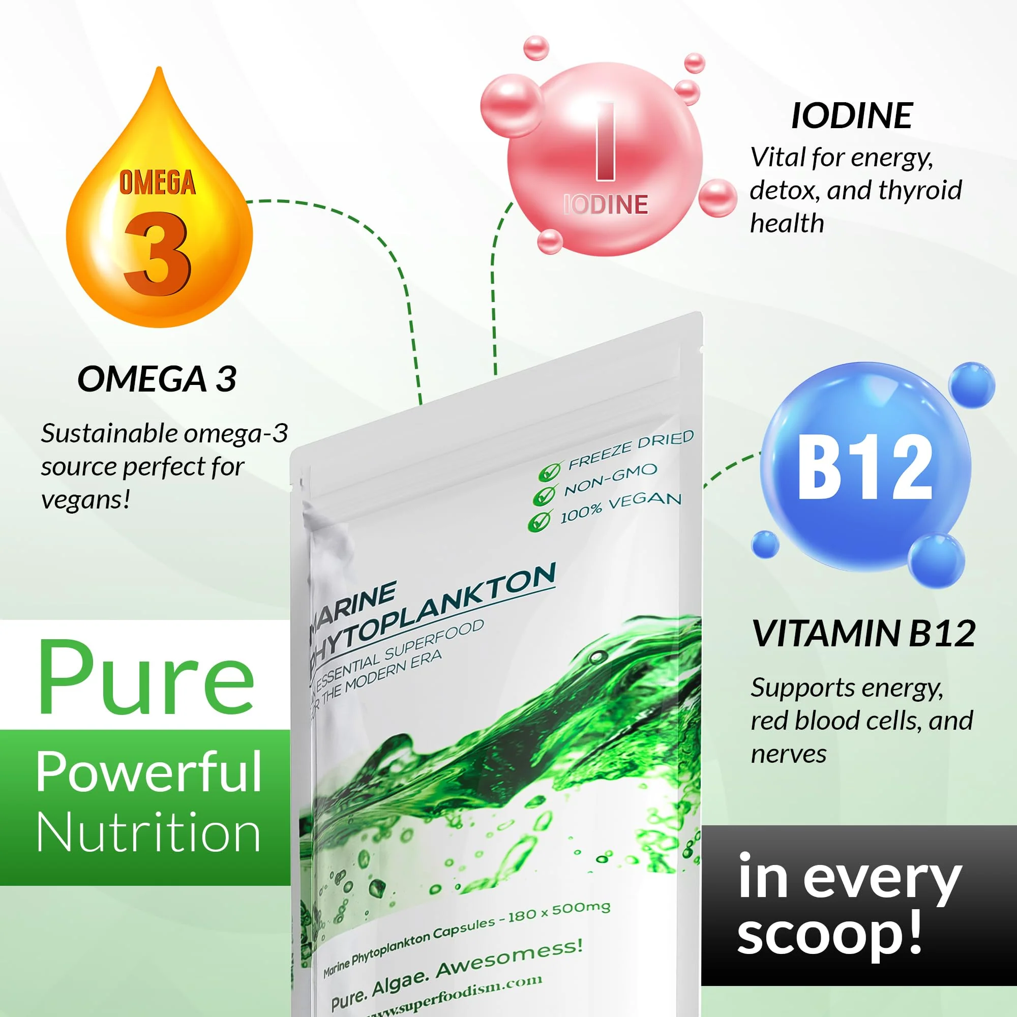 SuperFoodISM Marine Phytoplankton Supplement – Organic Vegan, Omega-3 EPA, 180 Capsules - Image 9