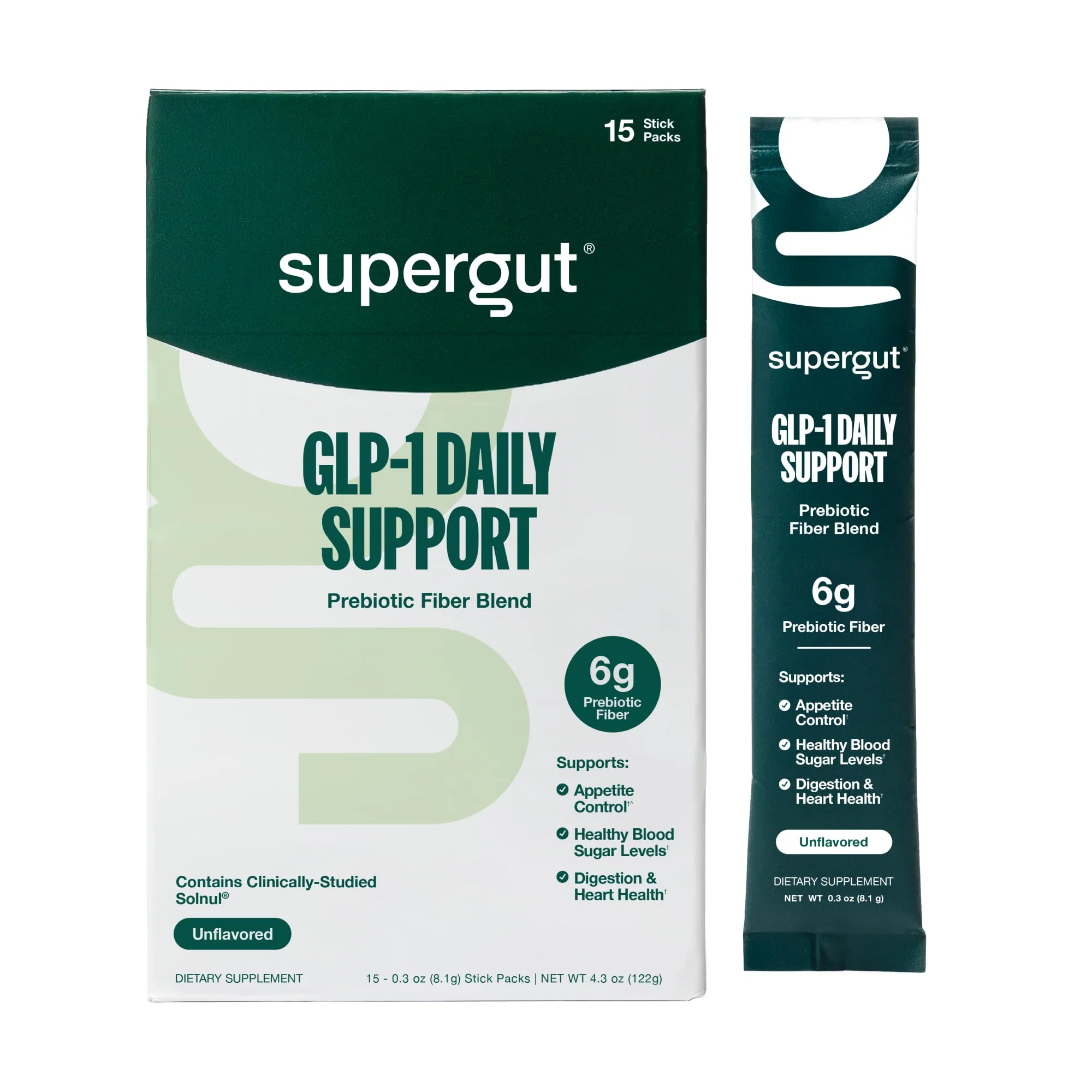 Supergut GLP-1 Daily Support - High Fiber GLP-1 Powder (15 Servings)