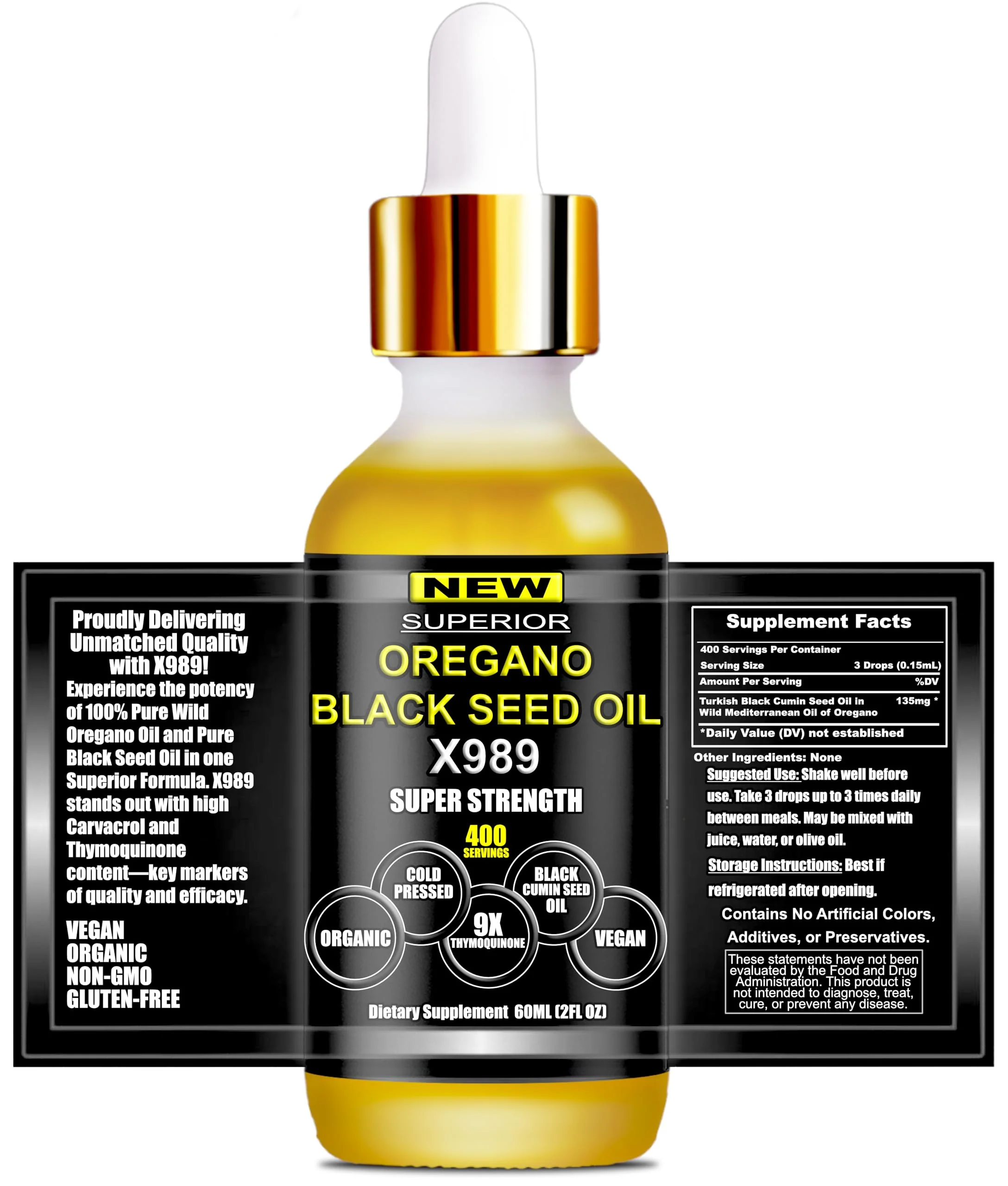 SUPERIOR FULVIC HUMIC X935 – Oil of Oregano with Black Seed Oil Drops, 400 Servings, 2-in-1 Organic Liquid - Image 15