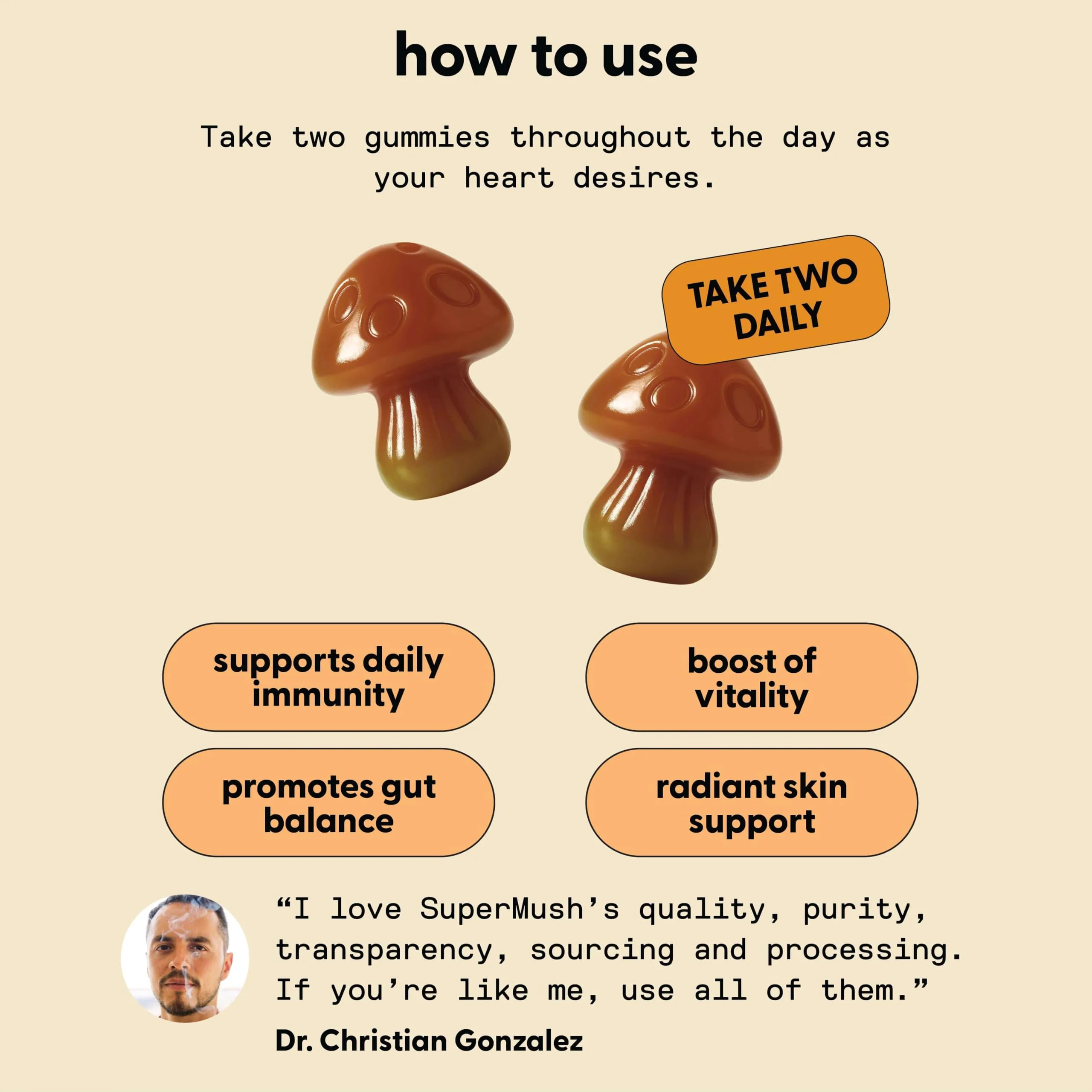 SuperMush Dr. G Daily Greens Gummies – Sugar Free Vegan Immunity & Gut Health (60 Ct) - Image 5