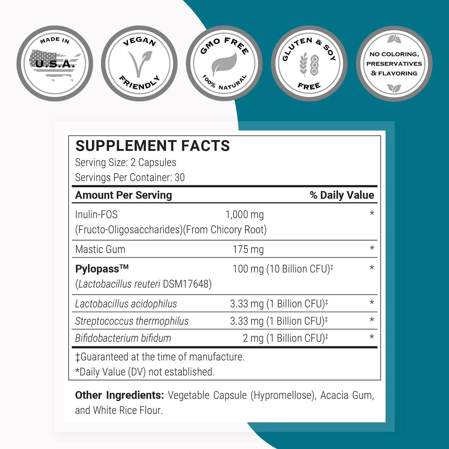 Supersmart H. Pylori Advanced Formula | Mastic Gum, Probiotics & Prebiotic | 60 Veg Capsules | Made in USA - Image 3