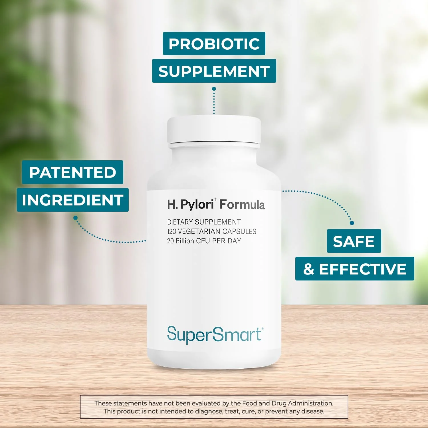 Supersmart H. Pylori Formula – 20B CFU Probiotic (L. reuteri DSM17648) | Non-GMO, Gluten Free, 120 Veggie Capsules - Image 2