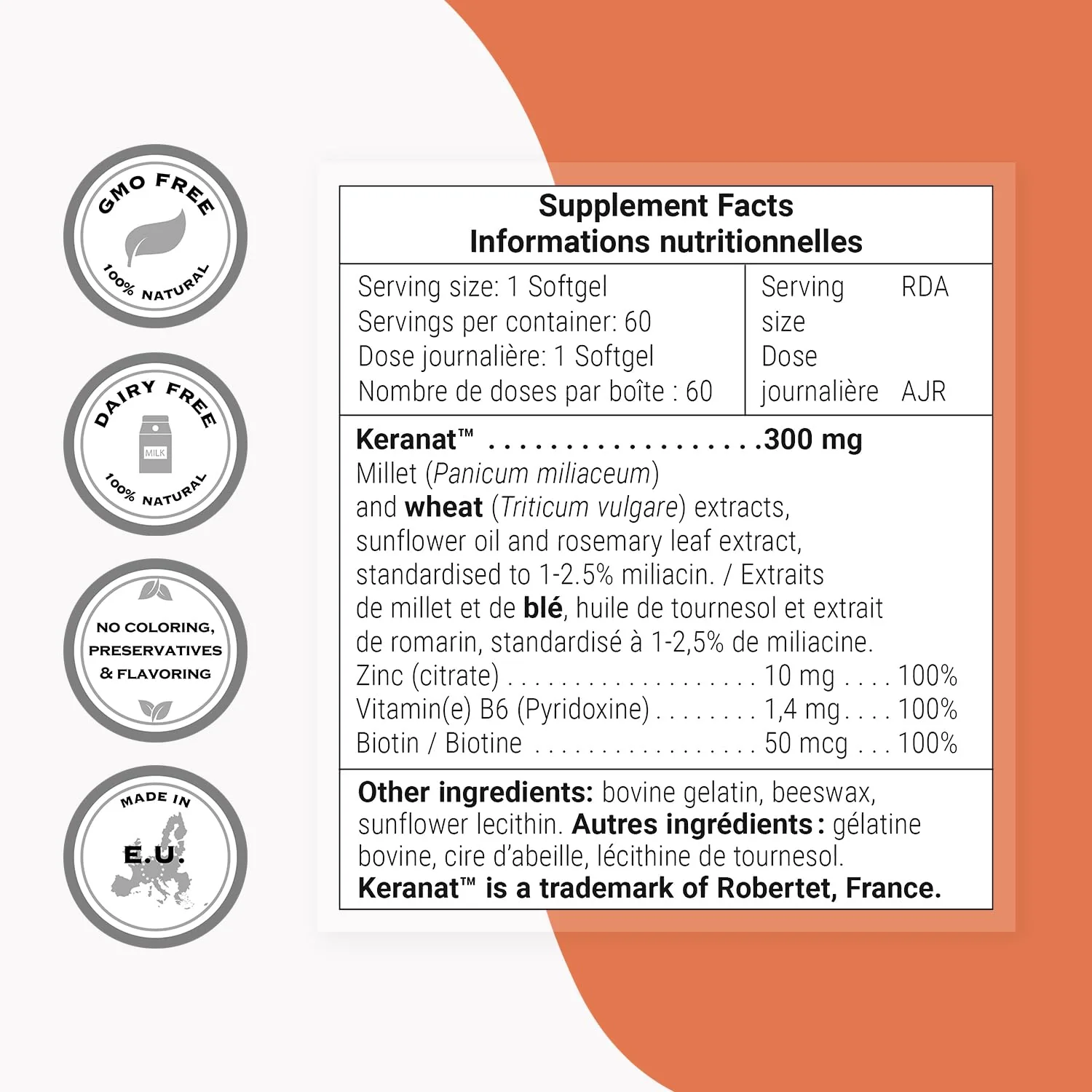 Supersmart Keranat — Advanced Biotin Hair Supplement for Growth & Volume | Non-GMO, Gluten Free | 60 Softgels - Image 4