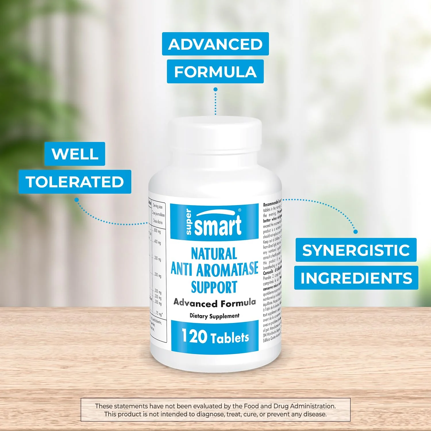 Supersmart Natural Anti Aromatase Support (Advanced Formula) - DIM, Genistein, Chrysin - Non-GMO & Gluten Free - 120 Tablets - Image 2