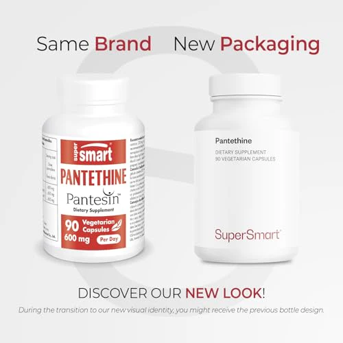 Supersmart Pantesin Pantethine 600 mg per Day - Pantothenic Acid (Vitamin B5) - Non-GMO & Gluten Free - 90 Vegetarian Capsules - Image 2